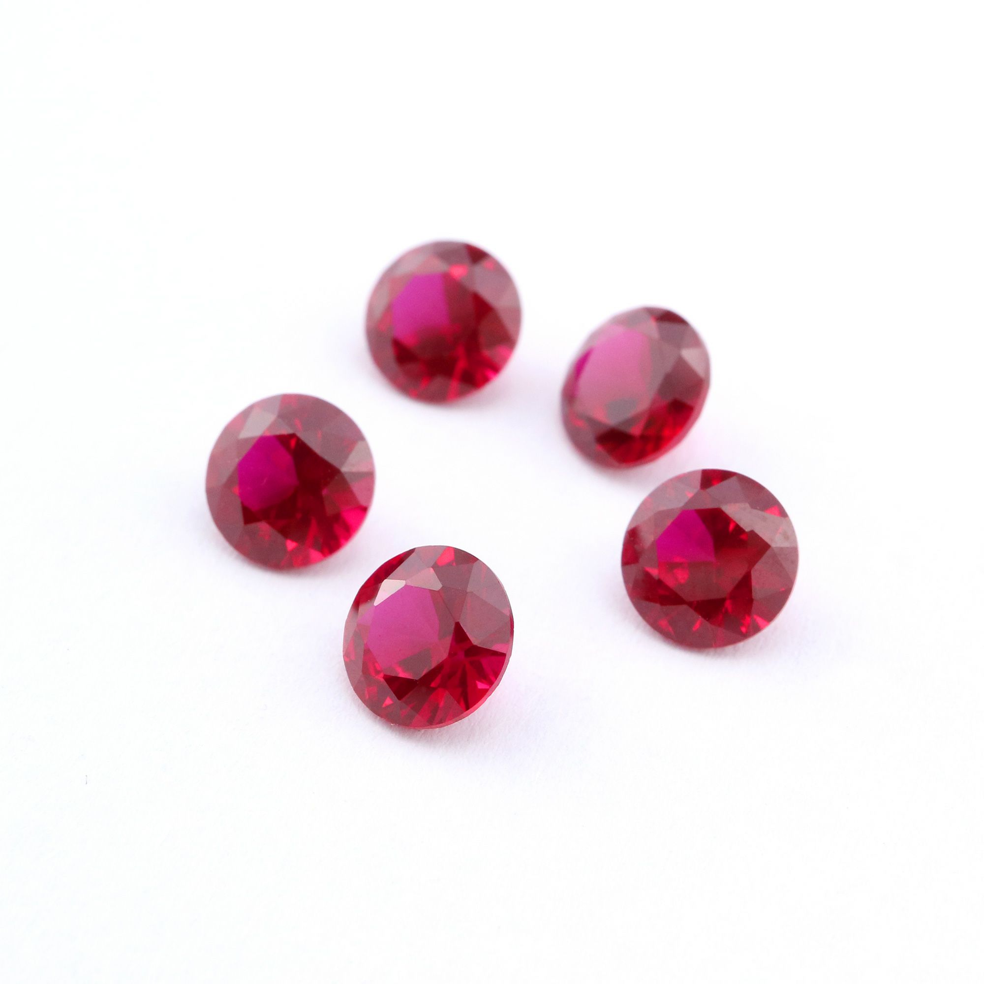 5Pcs Lab Created Round Ruby July Birthstone Red Faceted Loose Gemstone DIY Jewelry Supplies 4110166 - Click Image to Close