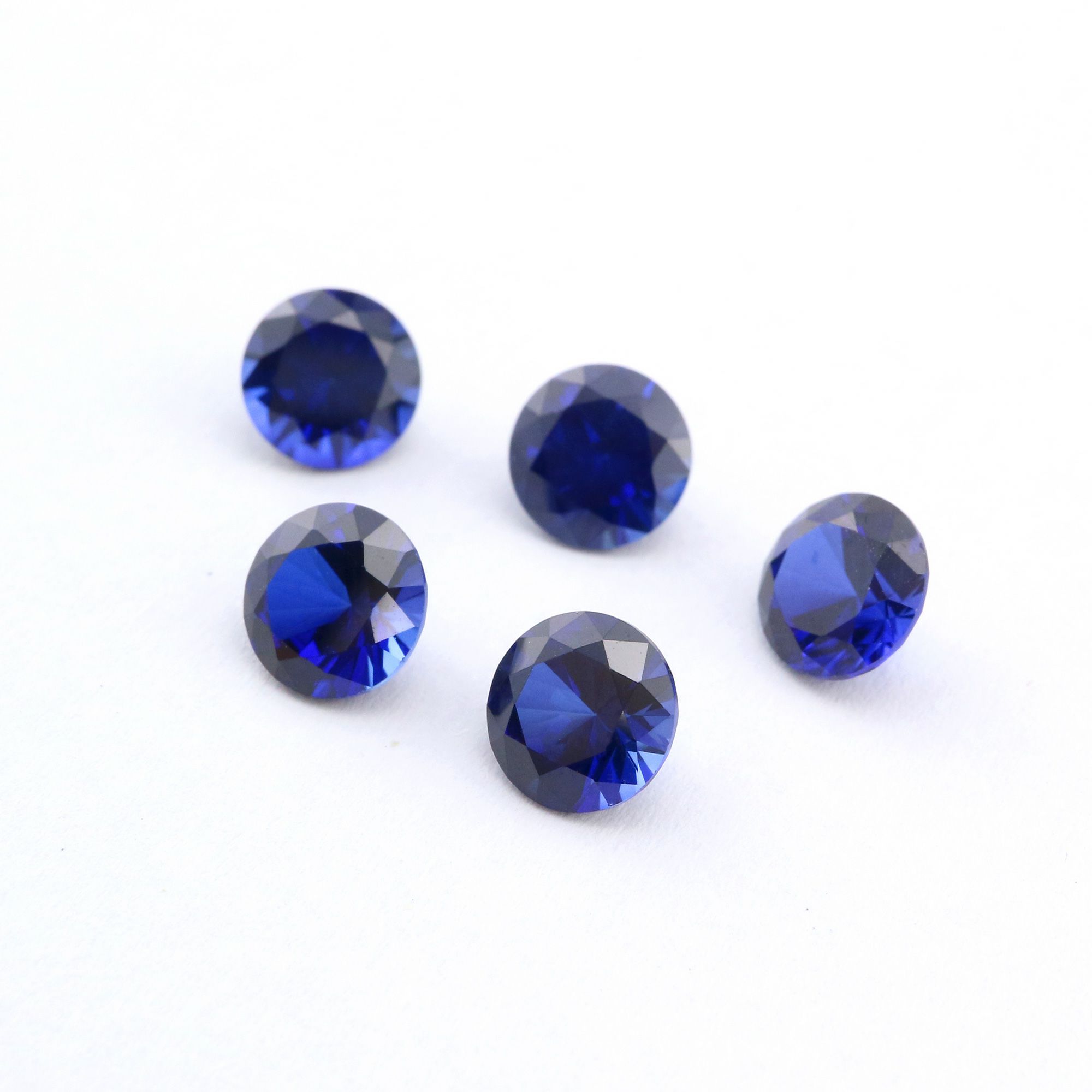 5Pcs Lab Created Round Sapphire September Birthstone Blue Faceted Loose Gemstone DIY Jewelry Supplies 4110167 - Click Image to Close