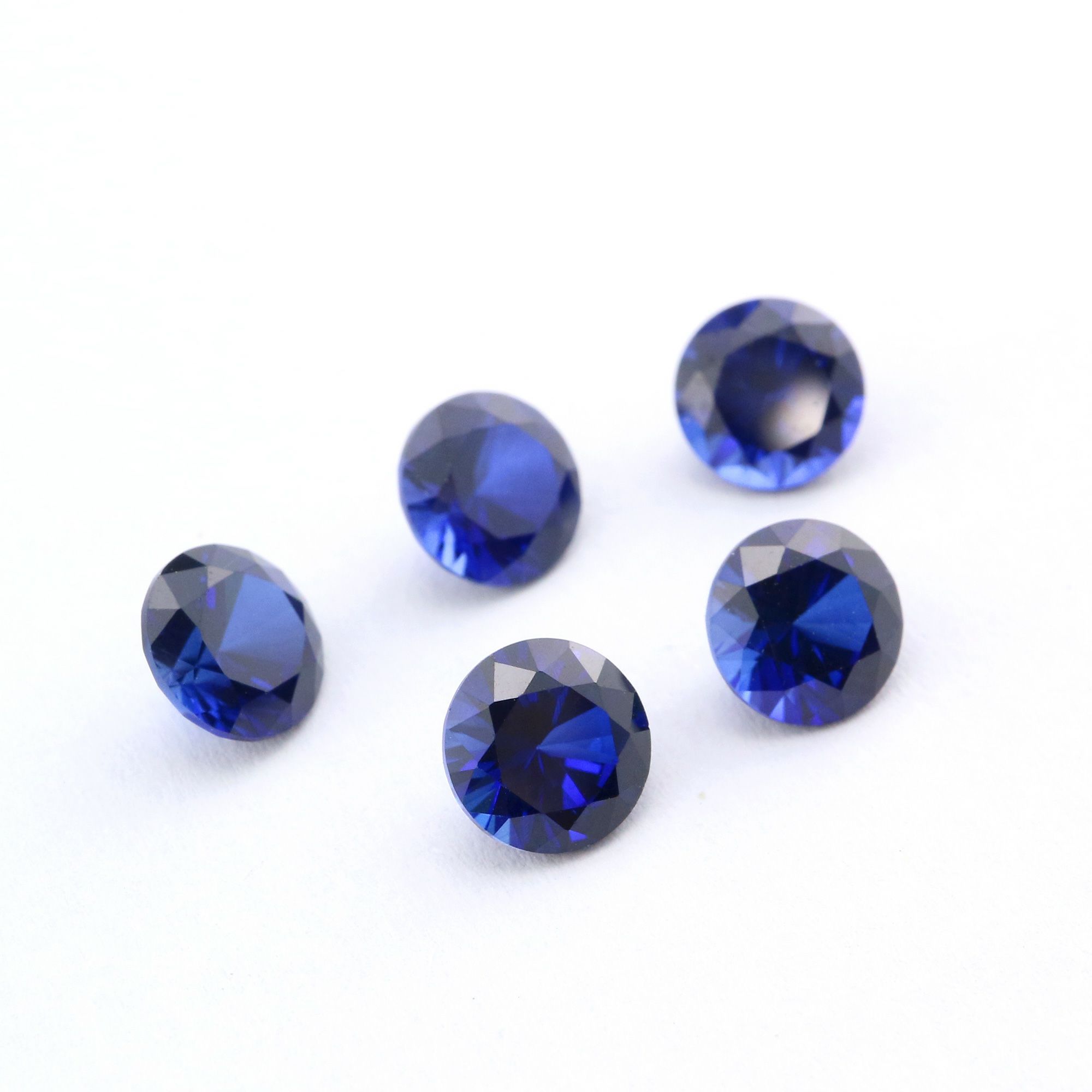 5Pcs Lab Created Round Sapphire September Birthstone Blue Faceted Loose Gemstone DIY Jewelry Supplies 4110167 - Click Image to Close