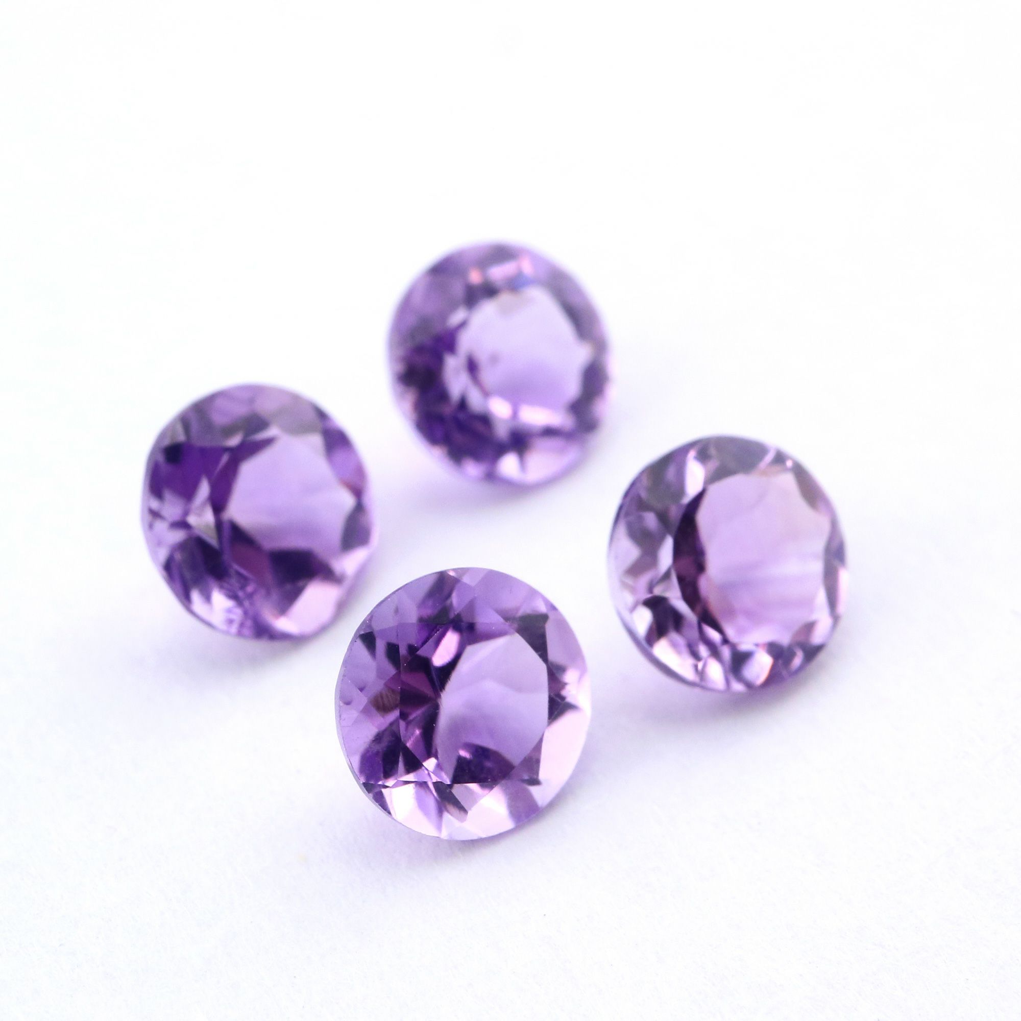 5Pcs Round Purple Amethyst February Birthstone Faceted Cut Loose Gemstone Nature Semi Precious Stone DIY Jewelry Supplies 4110169 - Click Image to Close