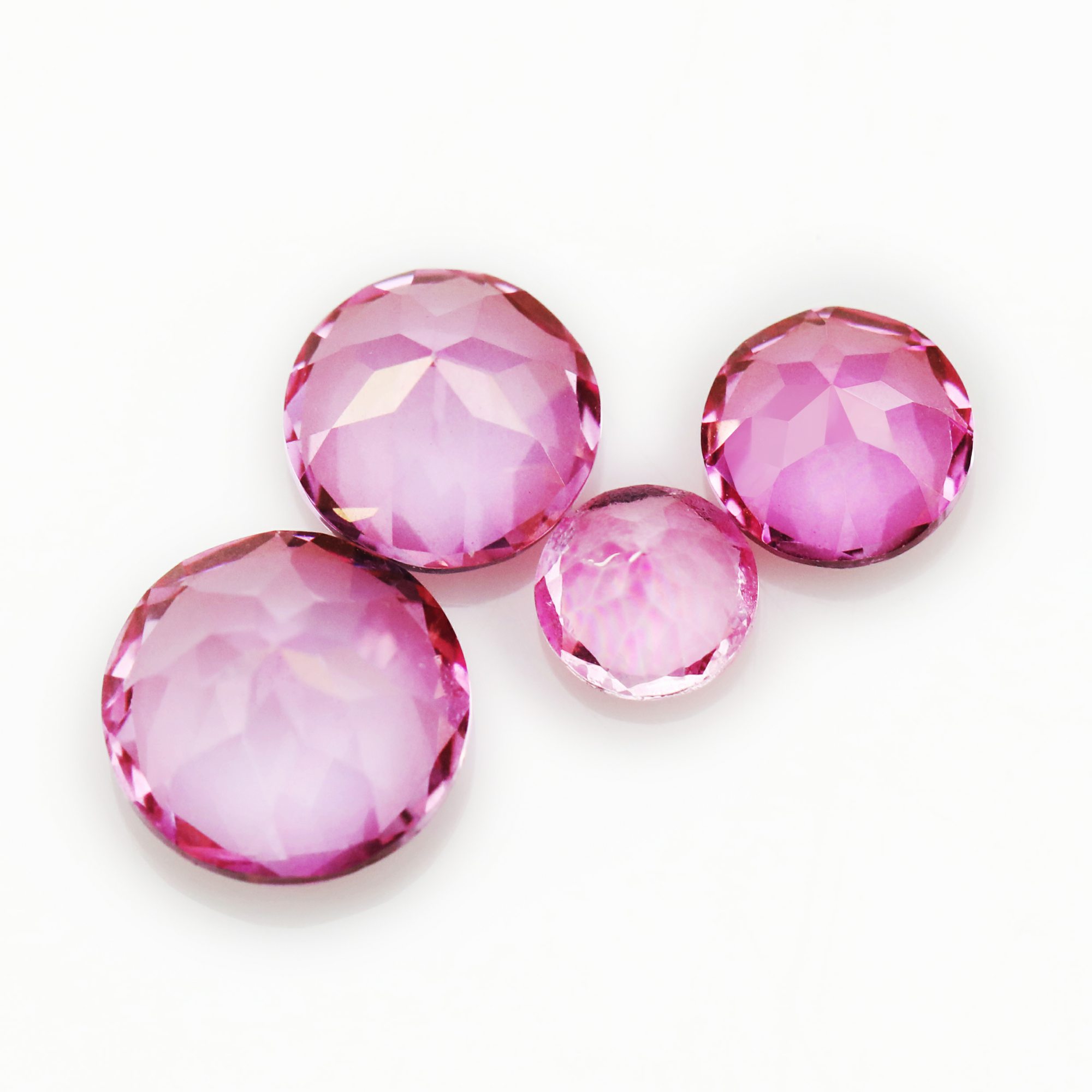 1Pcs Faceted Round Hot Pink Topaz Nature Point Back Gemstone November Birthstone DIY Loose Stone Supplies 4110181 - Click Image to Close