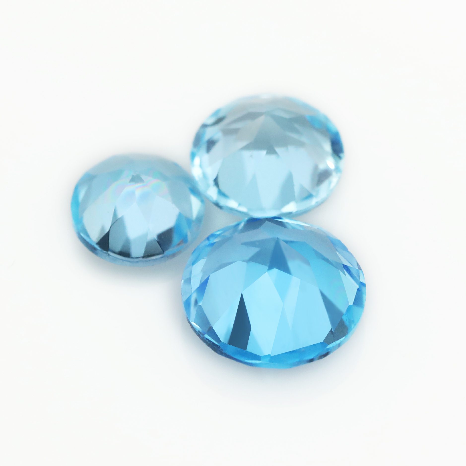 1Pcs Faceted Round Swiss Blue Topaz Nature Point Back Gemstone November Birthstone DIY Loose Stone Supplies 4110182 - Click Image to Close