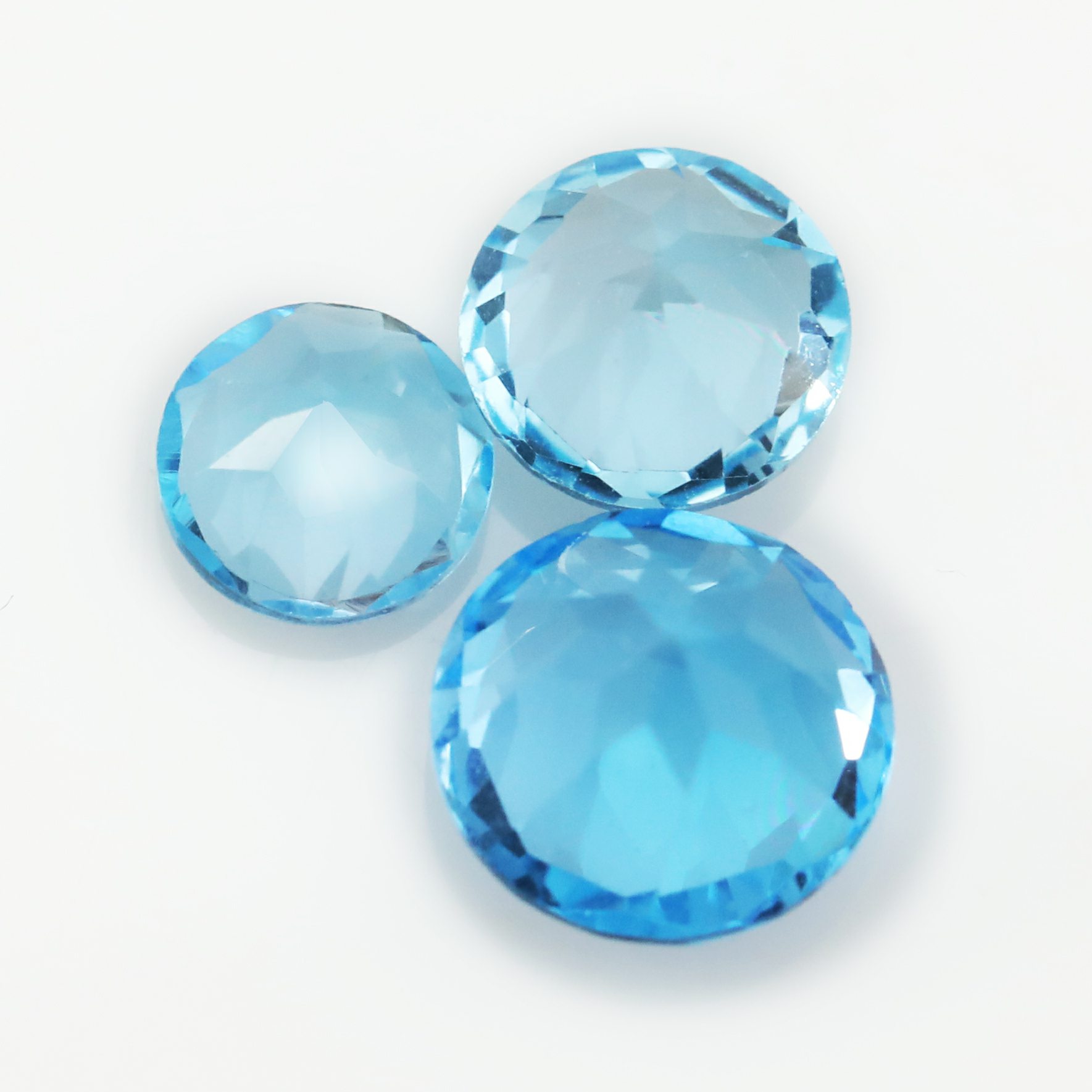 1Pcs Faceted Round Swiss Blue Topaz Nature Point Back Gemstone November Birthstone DIY Loose Stone Supplies 4110182 - Click Image to Close