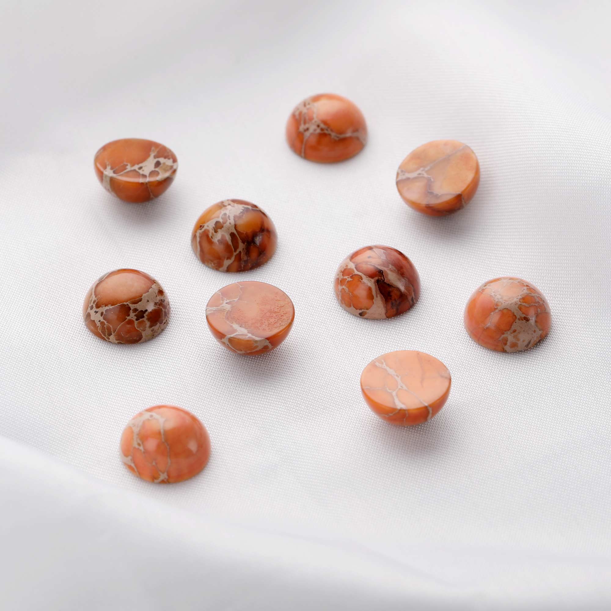 5Pcs 12MM Round Orange Imperial Jasper Cabochon,Semi Precious Gemstone DIY Jewelry Supplies 4110185 - Click Image to Close