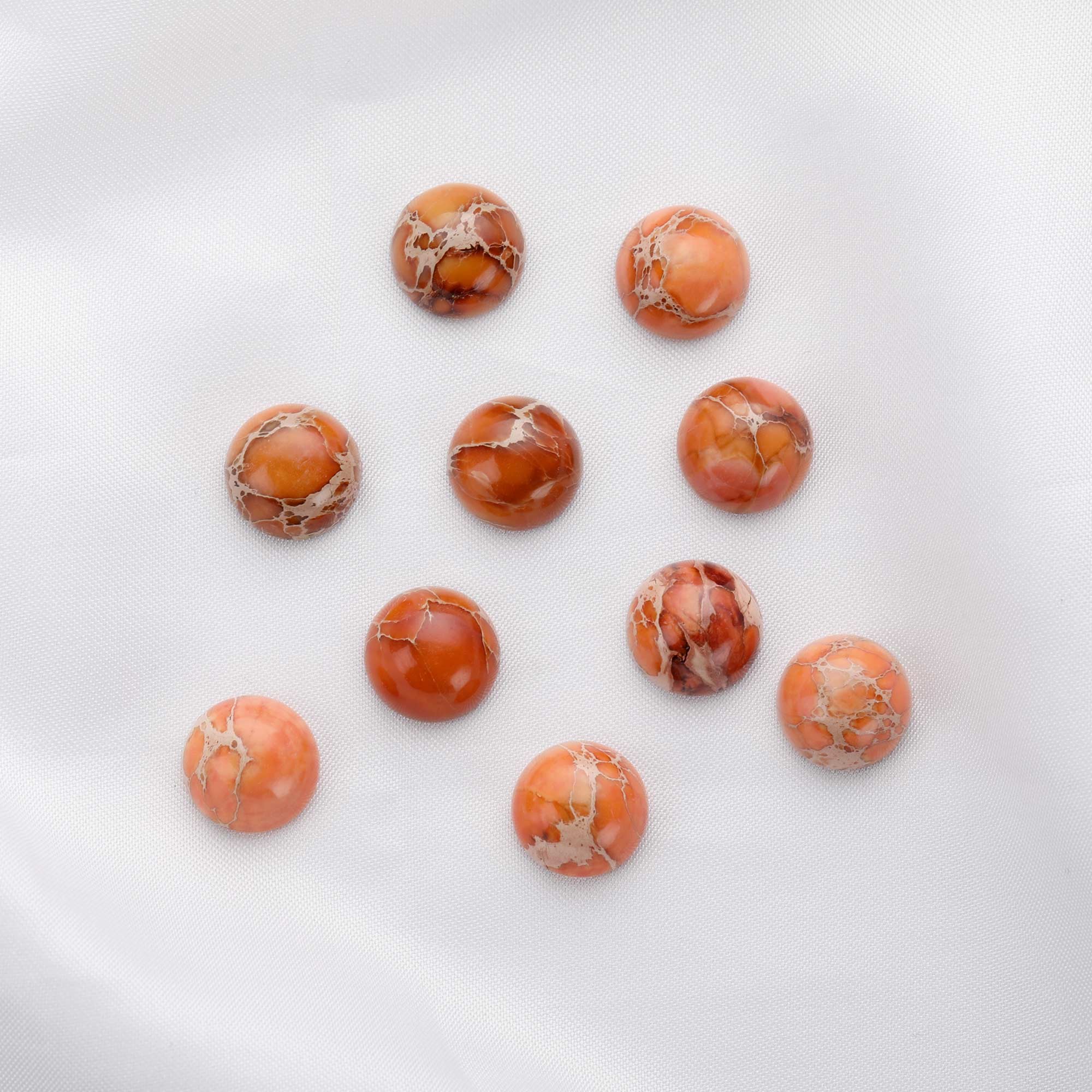 5Pcs 12MM Round Orange Imperial Jasper Cabochon,Semi Precious Gemstone DIY Jewelry Supplies 4110185 - Click Image to Close