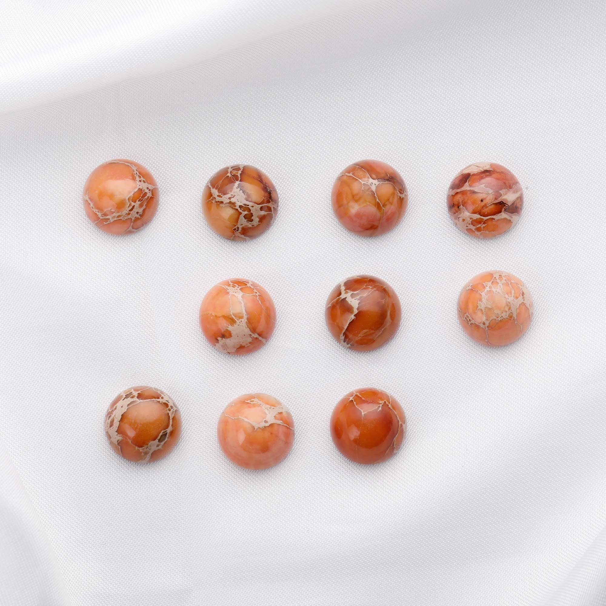 5Pcs 12MM Round Orange Imperial Jasper Cabochon,Semi Precious Gemstone DIY Jewelry Supplies 4110185 - Click Image to Close