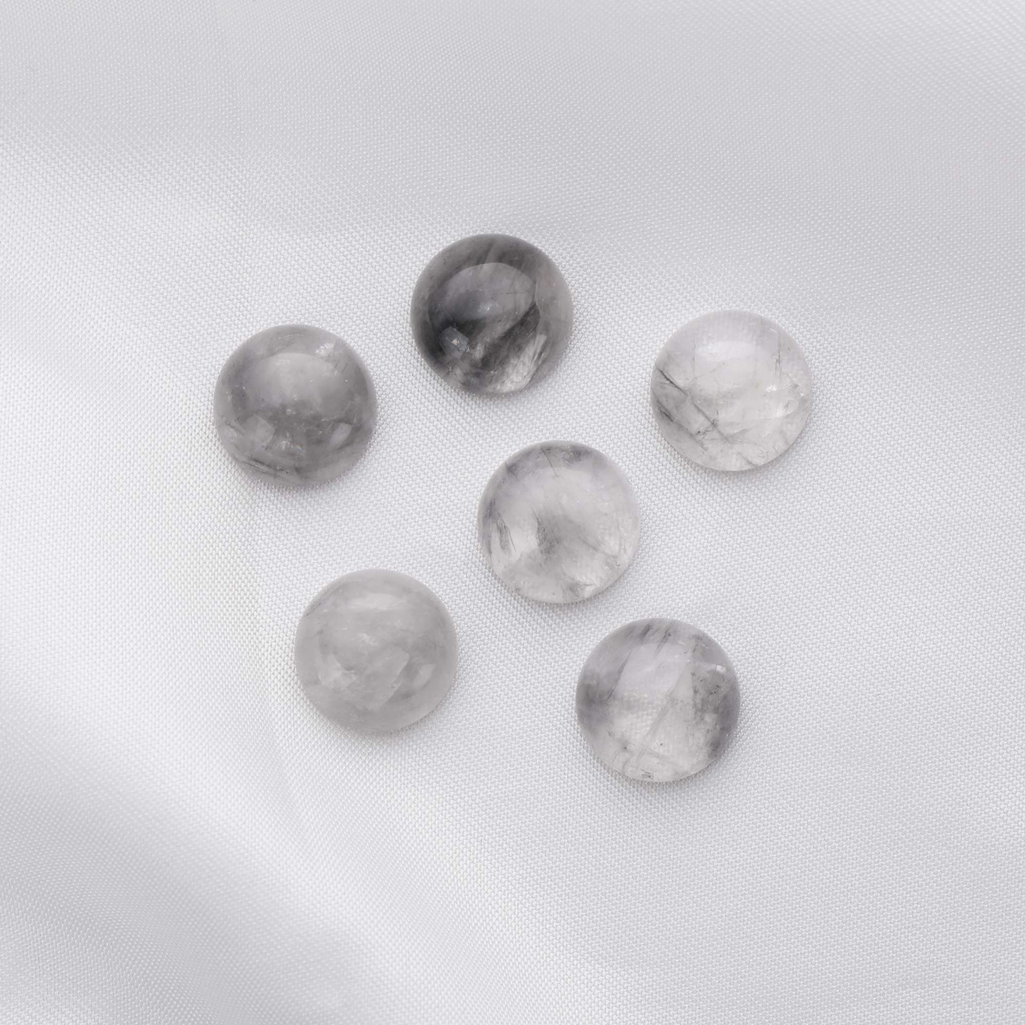 5Pcs 12MM Round Gray Cloudy Quartz Cabochon,Somky Quartz Dark Semi Precious Gemstone DIY Jewelry Supplies 4110186 - Click Image to Close
