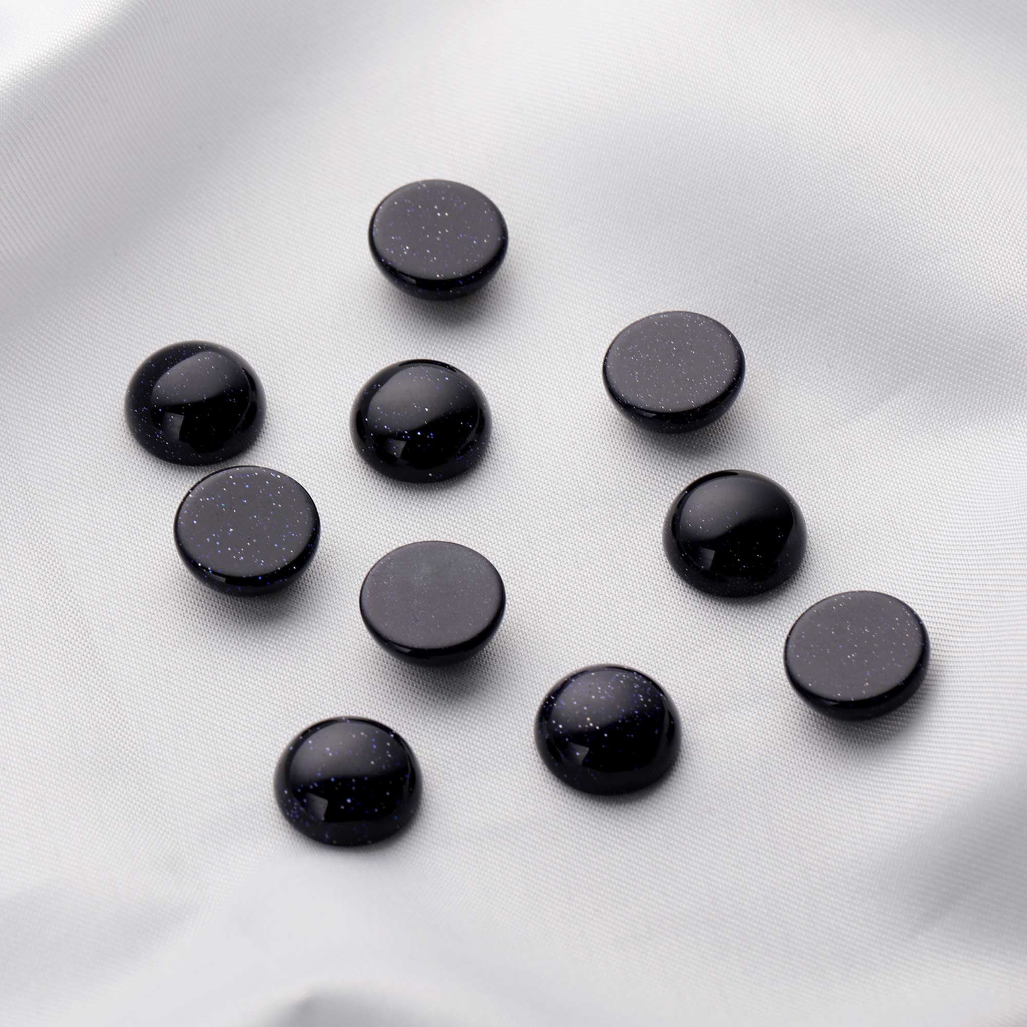 5Pcs 12MM Round Black Sandstone Cabochon,Dark Twinkle Stars Semi Precious Gemstone DIY Jewelry Supplies 4110187 - Click Image to Close