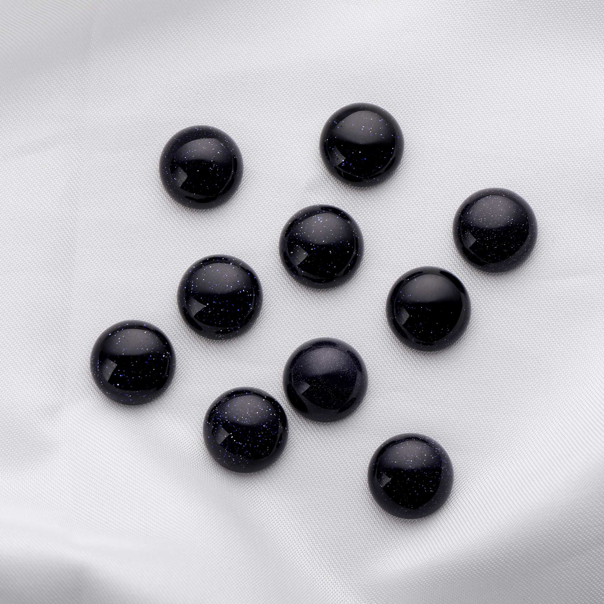 5Pcs 12MM Round Black Sandstone Cabochon,Dark Twinkle Stars Semi Precious Gemstone DIY Jewelry Supplies 4110187 - Click Image to Close