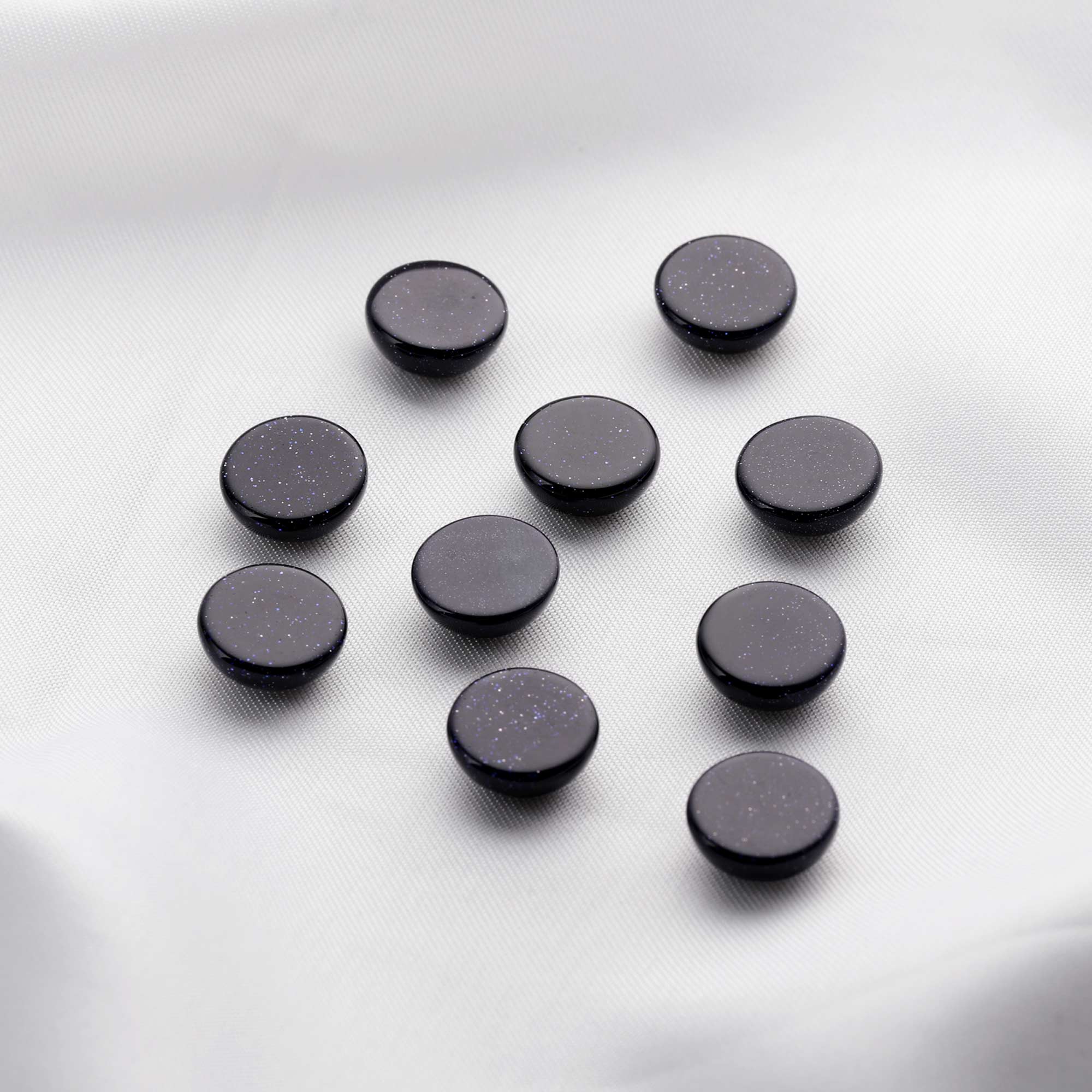 5Pcs 12MM Round Black Sandstone Cabochon,Dark Twinkle Stars Semi Precious Gemstone DIY Jewelry Supplies 4110187 - Click Image to Close