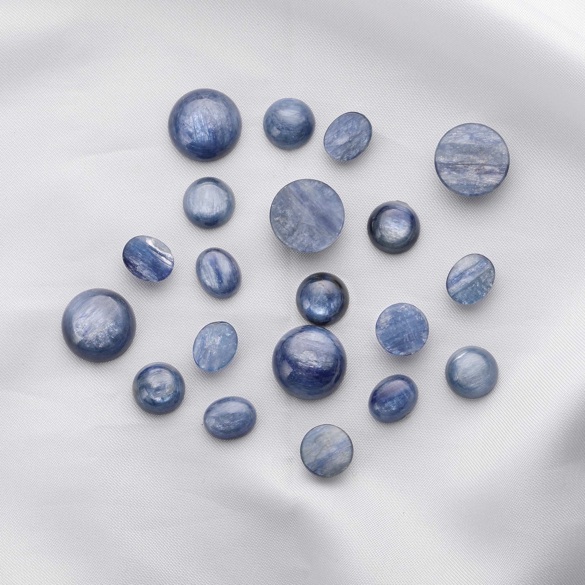 5Pcs Round Oval Nature Blue Kyanite Cabochon,Semi Precious Gemstone DIY Jewelry Supplies 4110189 - Click Image to Close