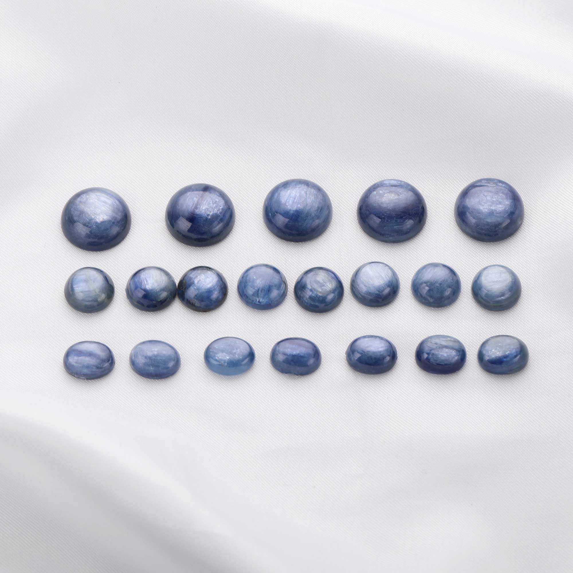 5Pcs Round Oval Nature Blue Kyanite Cabochon,Semi Precious Gemstone DIY Jewelry Supplies 4110189 - Click Image to Close