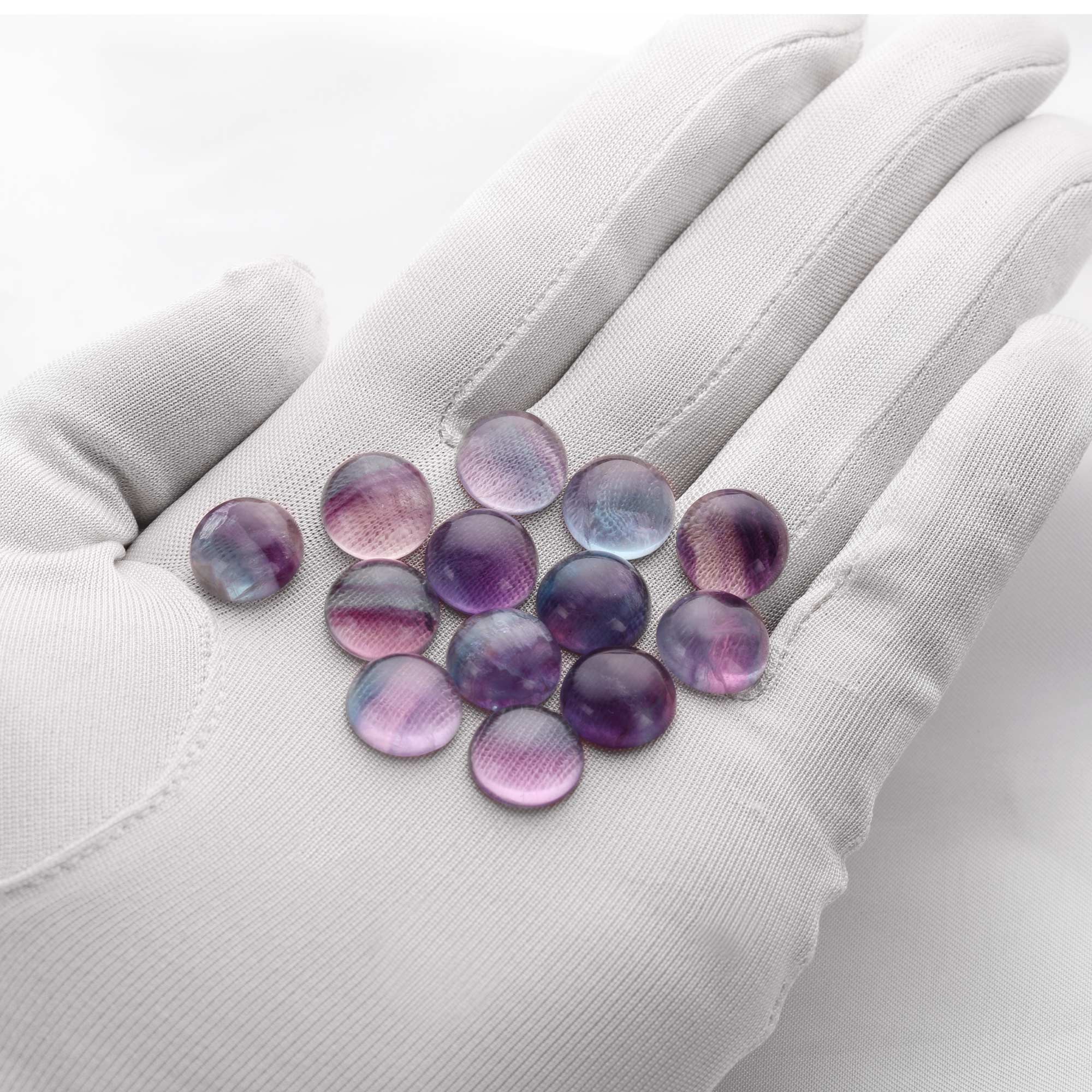 5Pcs 12MM Round Fluorite Cabochon,Green Purple Semi Precious Gemstone DIY Jewelry Supplies 4110190 - Click Image to Close