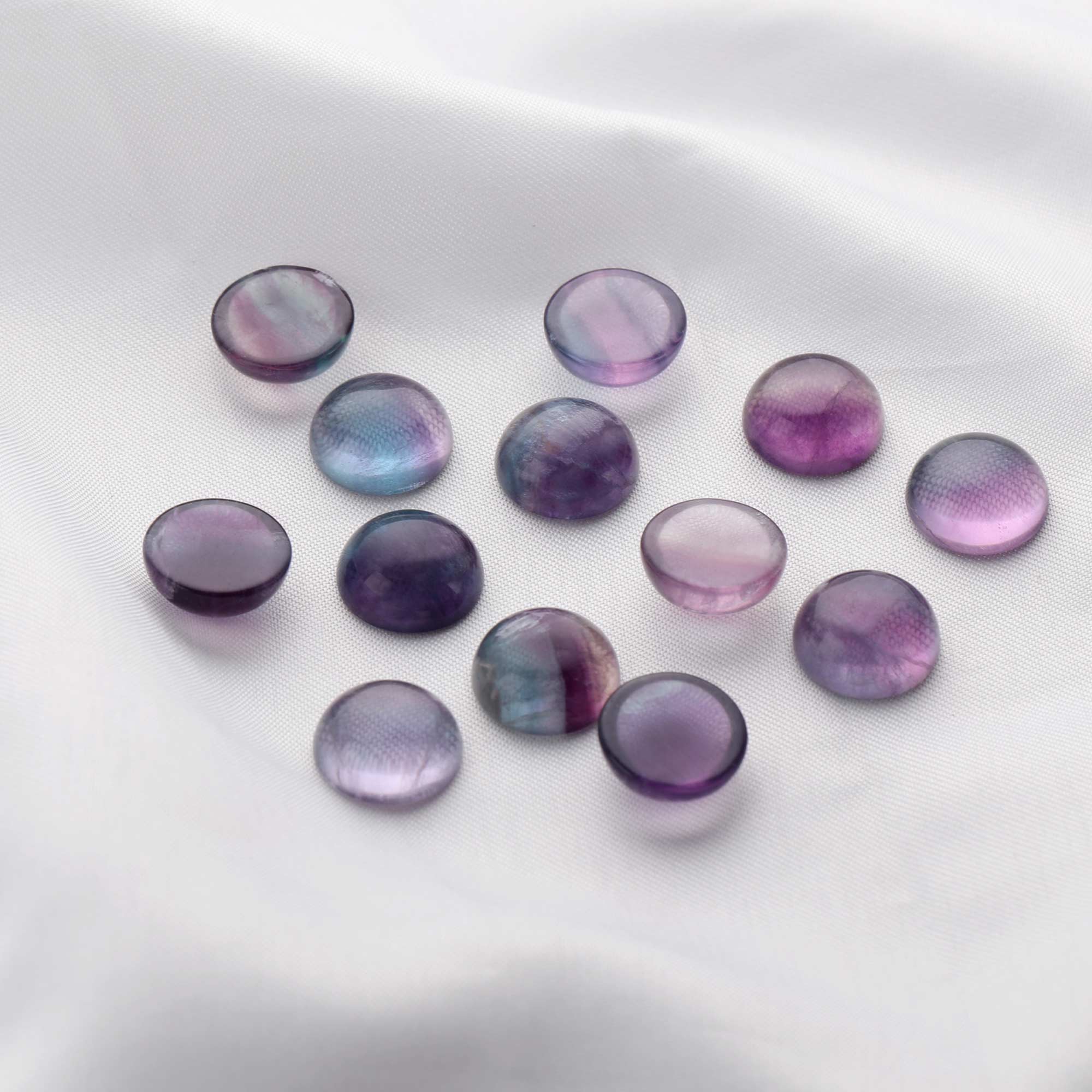 5Pcs 12MM Round Fluorite Cabochon,Green Purple Semi Precious Gemstone DIY Jewelry Supplies 4110190 - Click Image to Close