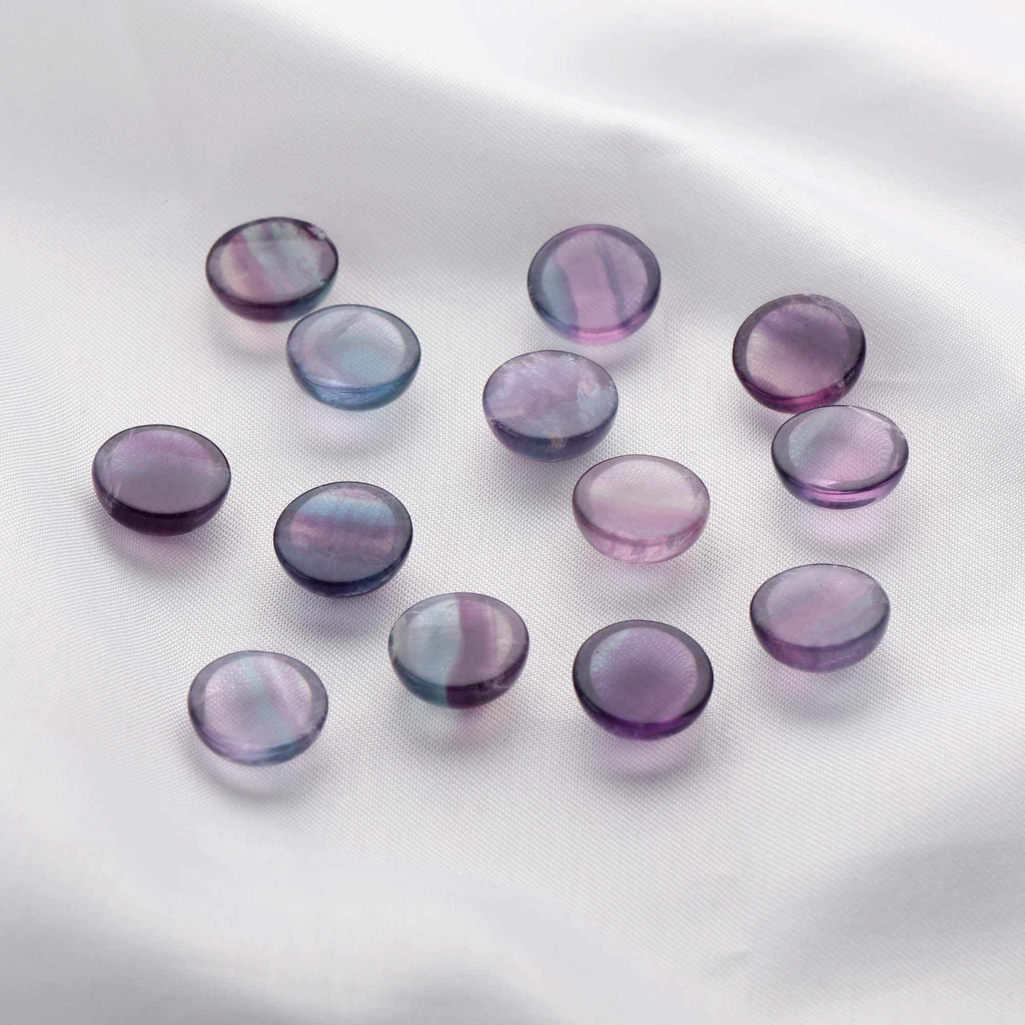 5Pcs 12MM Round Fluorite Cabochon,Green Purple Semi Precious Gemstone DIY Jewelry Supplies 4110190 - Click Image to Close