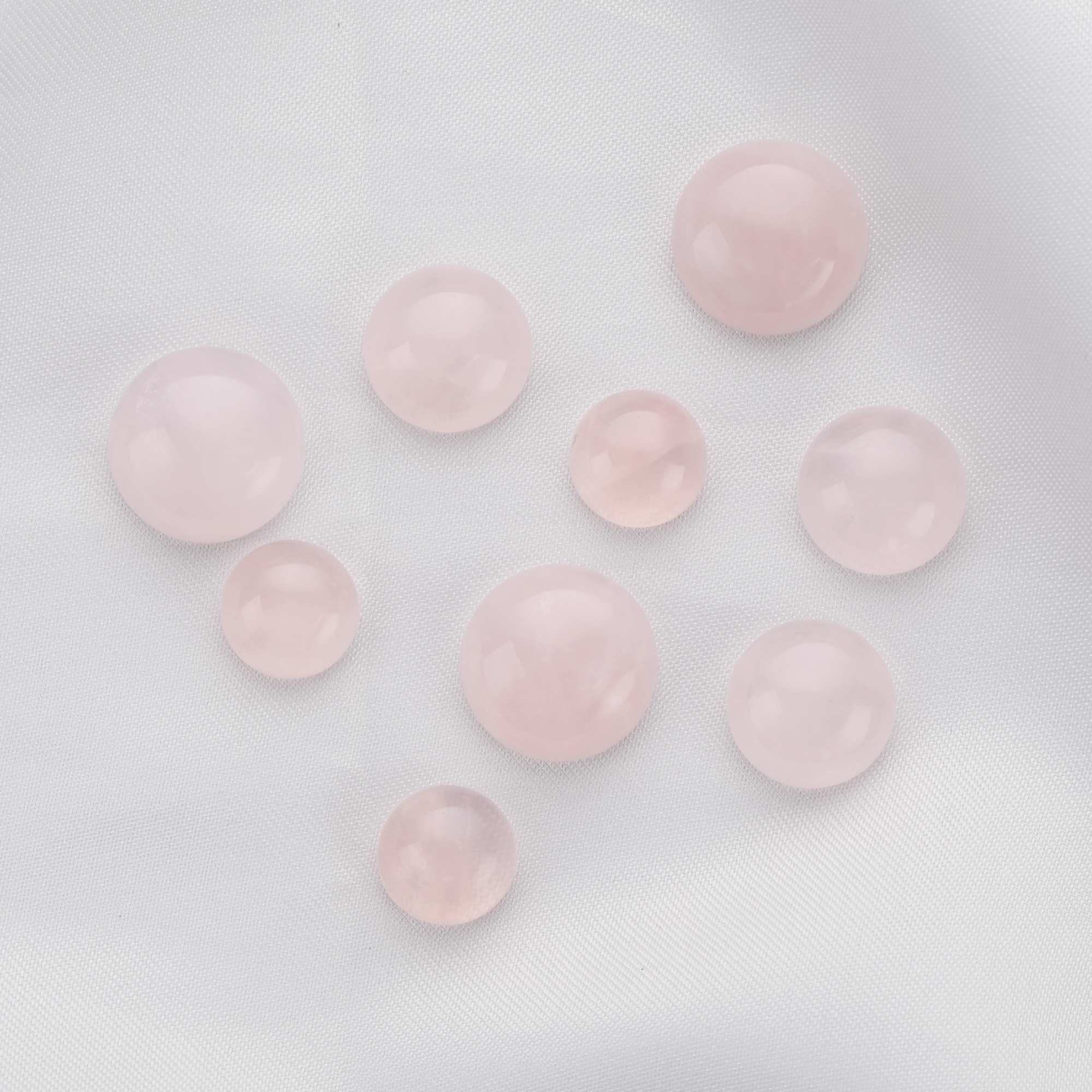 5Pcs Round Pink Rose Quartz Cabochon,October Birthstone Semi Precious Gemstone DIY Jewelry Supplies 4110194 - Click Image to Close