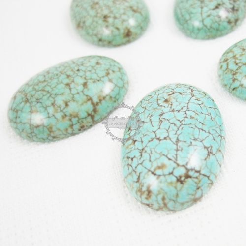 10pcs 18x25mm dyed color oval blue turquoise stone cabochon DIY supplies 4120013 - Click Image to Close