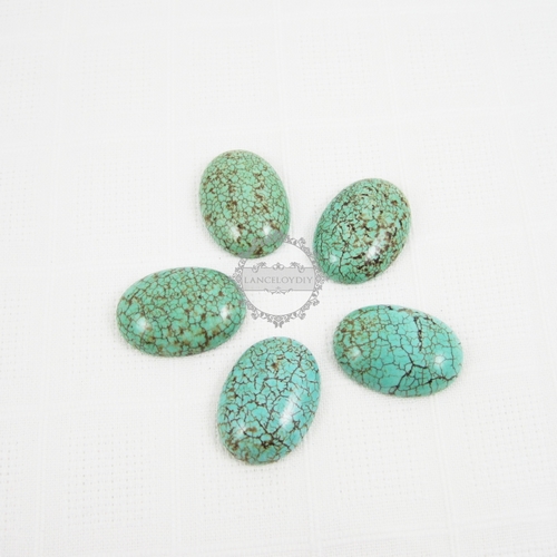 10pcs 18x25mm dyed color oval blue turquoise stone cabochon DIY supplies 4120013 - Click Image to Close