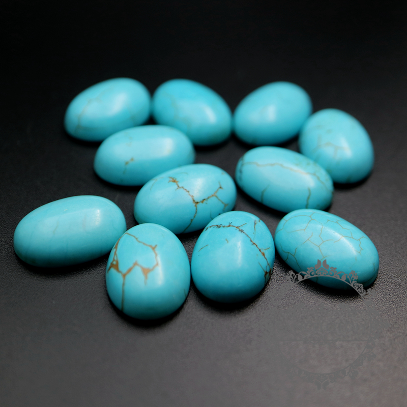 6pcs 13x18mm oval artifical blue turquoise stone cabochon DIY supplies findings 4120112 - Click Image to Close