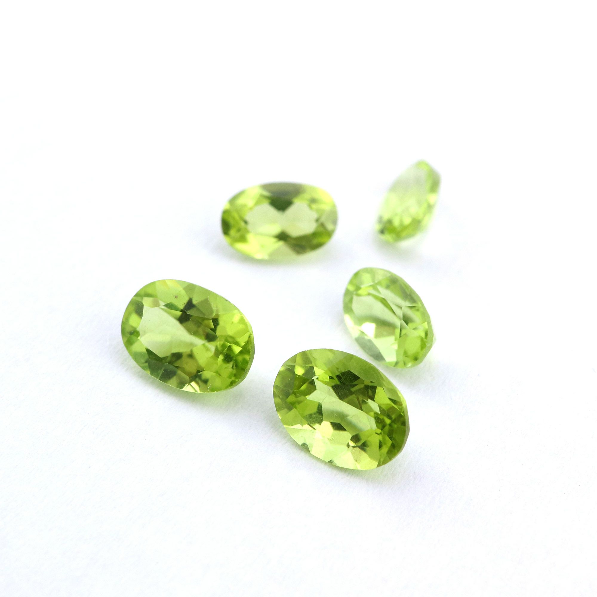 5Pcs Oval Green Peridot August Birthstone Faceted Cut Loose Gemstone Natural Semi Precious Stone DIY Jewelry Supplies 4120122 - Click Image to Close