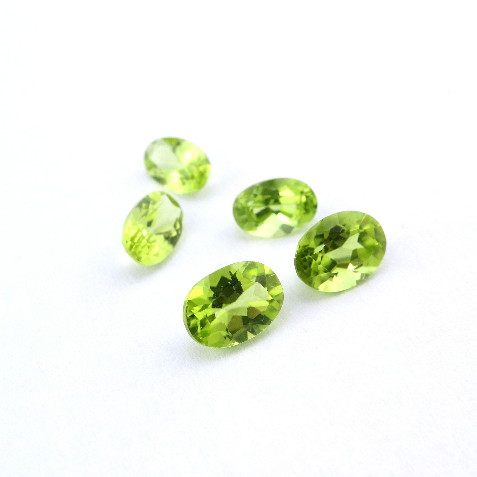 5Pcs Oval Green Peridot August Birthstone Faceted Cut Loose Gemstone Natural Semi Precious Stone DIY Jewelry Supplies 4120122 - Click Image to Close