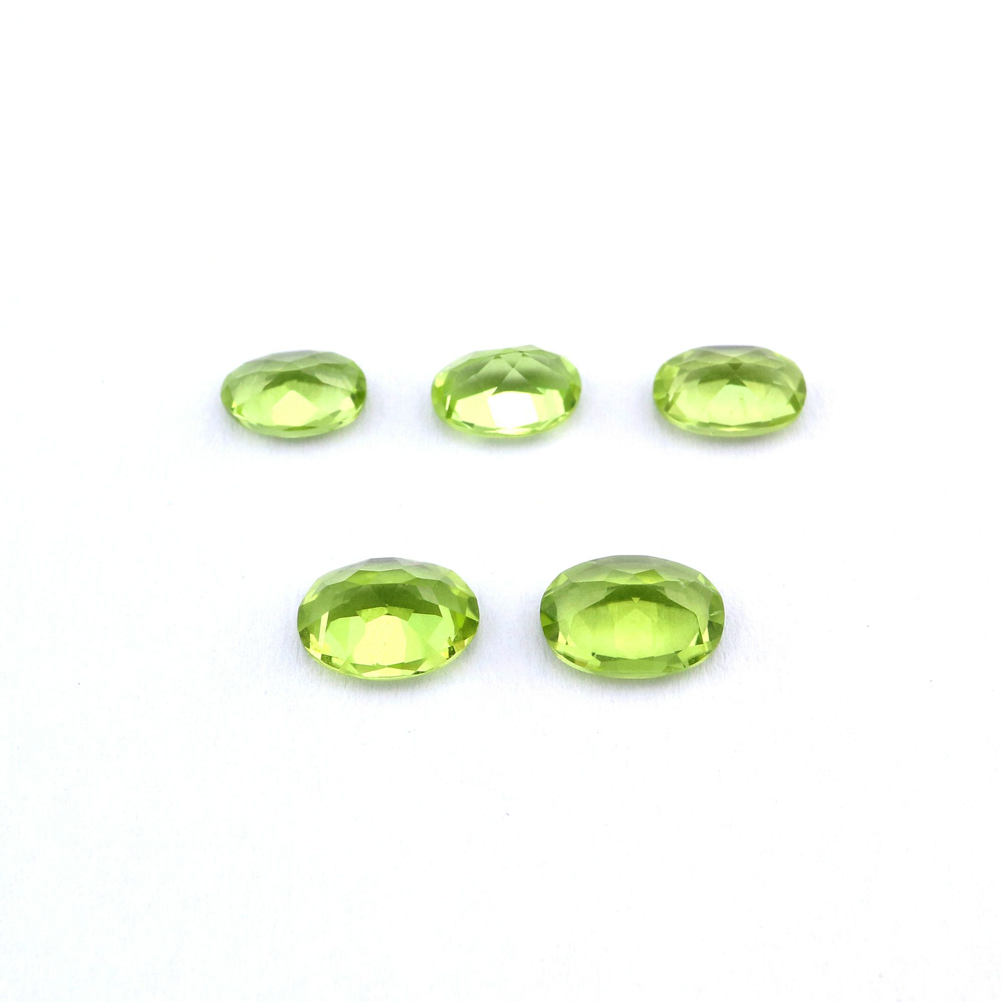 5Pcs Oval Green Peridot August Birthstone Faceted Cut Loose Gemstone Natural Semi Precious Stone DIY Jewelry Supplies 4120122 - Click Image to Close