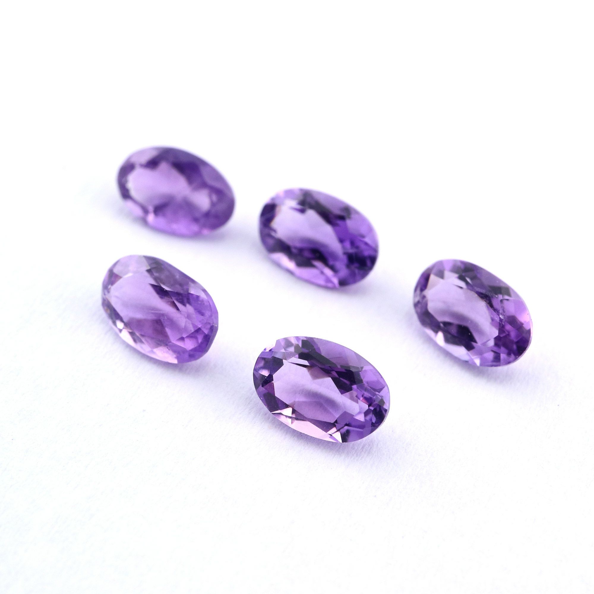 5Pcs Oval Purple Amethyst February Birthstone Faceted Cut Loose Gemstone Natural Semi Precious Stone DIY Jewelry Supplies 4120123 - Click Image to Close