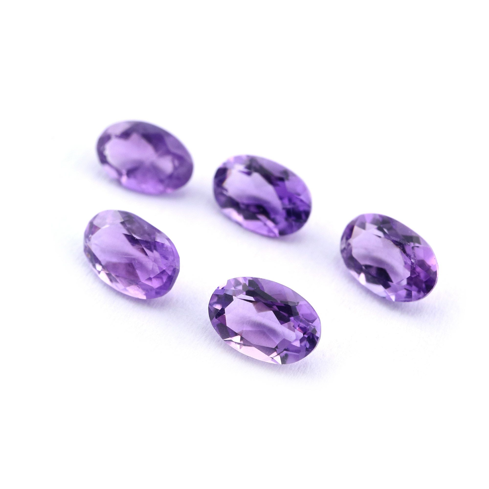 5Pcs Oval Purple Amethyst February Birthstone Faceted Cut Loose Gemstone Natural Semi Precious Stone DIY Jewelry Supplies 4120123 - Click Image to Close