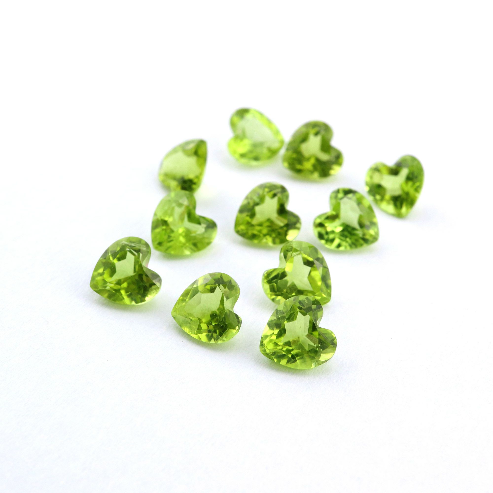 5Pcs 4-8MM Heart Green Peridot August Birthstone Faceted Cut Loose Gemstone Natural Semi Precious Stone DIY Jewelry Supplies 4130010 - Click Image to Close