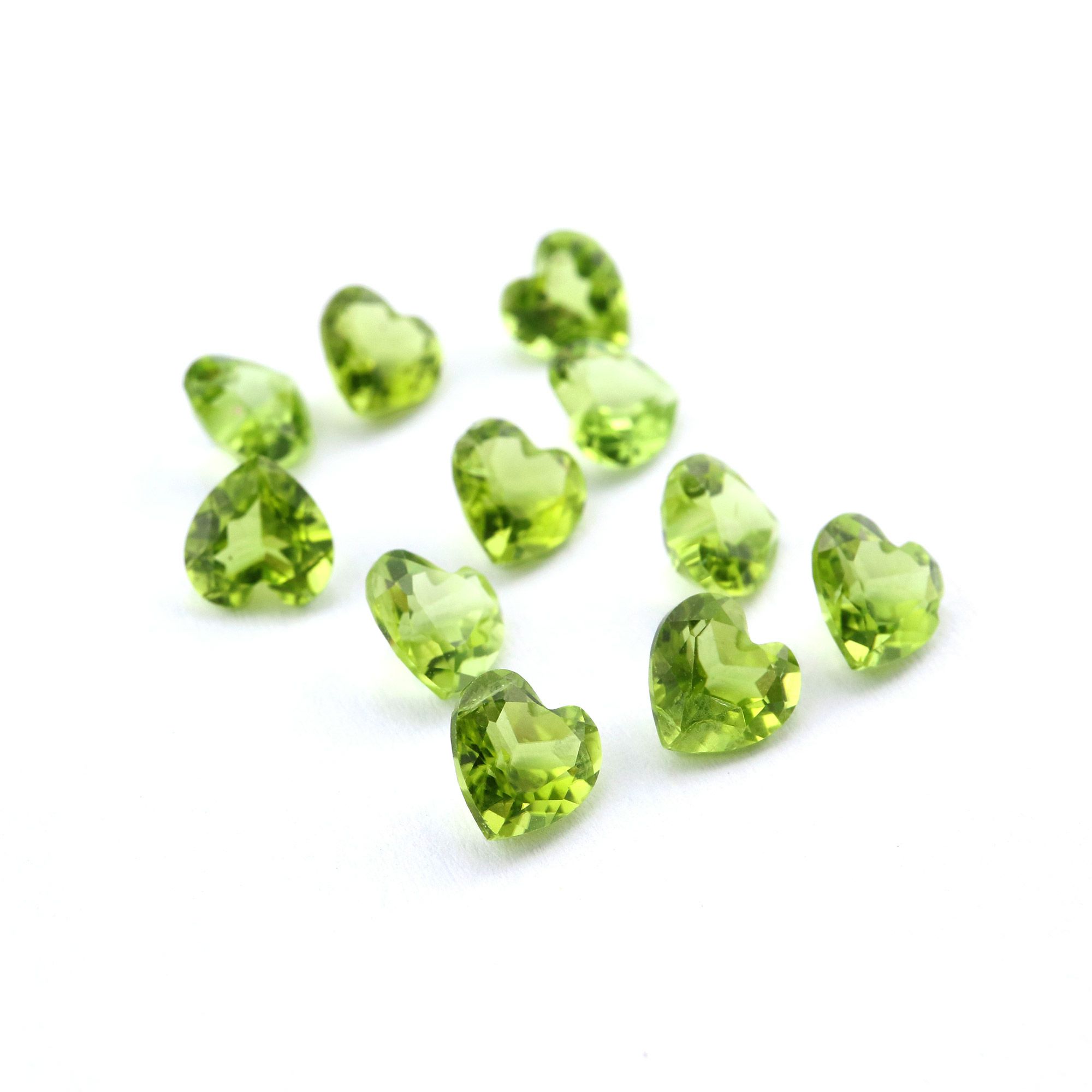 5Pcs 4-8MM Heart Green Peridot August Birthstone Faceted Cut Loose Gemstone Natural Semi Precious Stone DIY Jewelry Supplies 4130010 - Click Image to Close