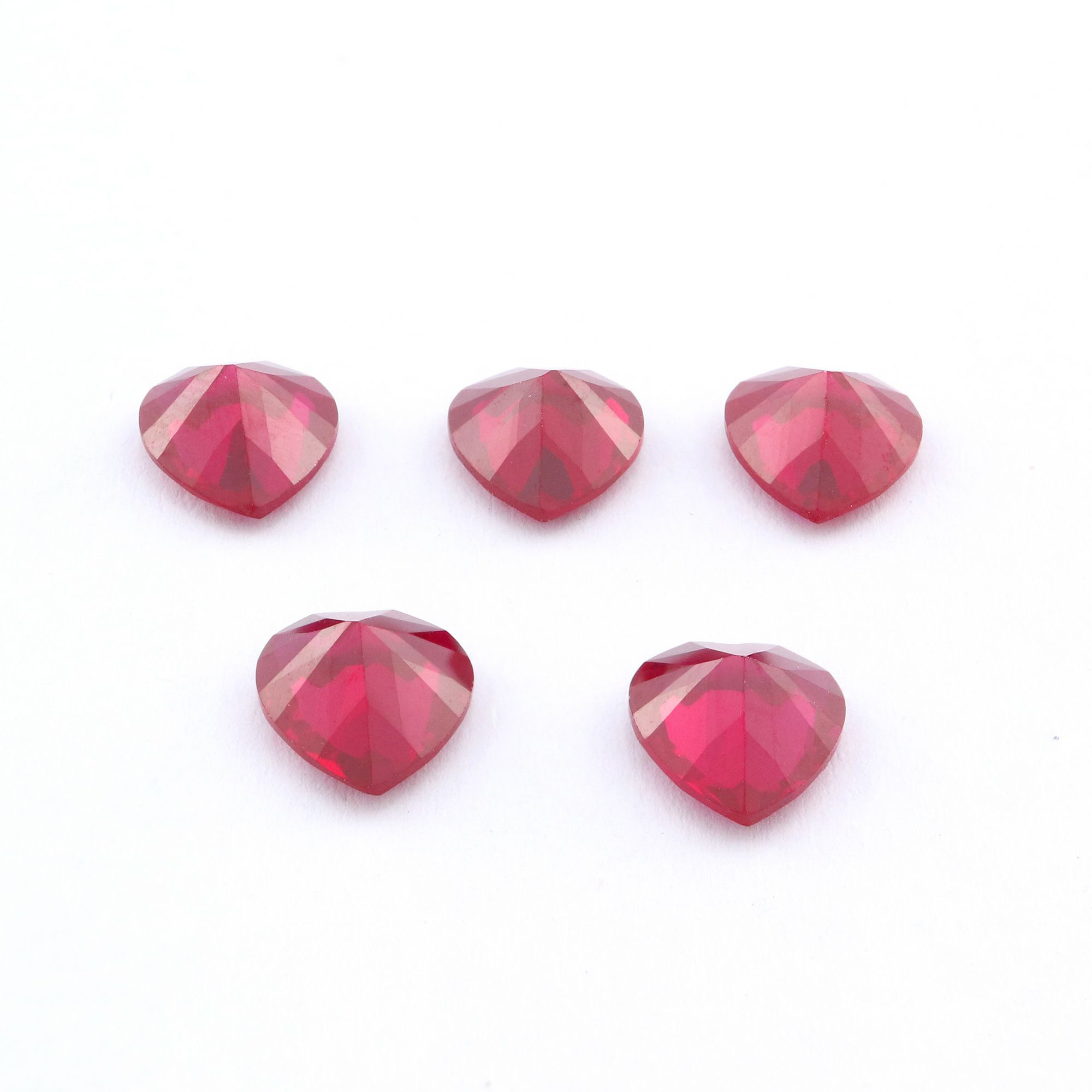 5Pcs Lab Created Heart Ruby July Birthstone Red Faceted Loose Gemstone DIY Jewelry Supplies 4130012 - Click Image to Close