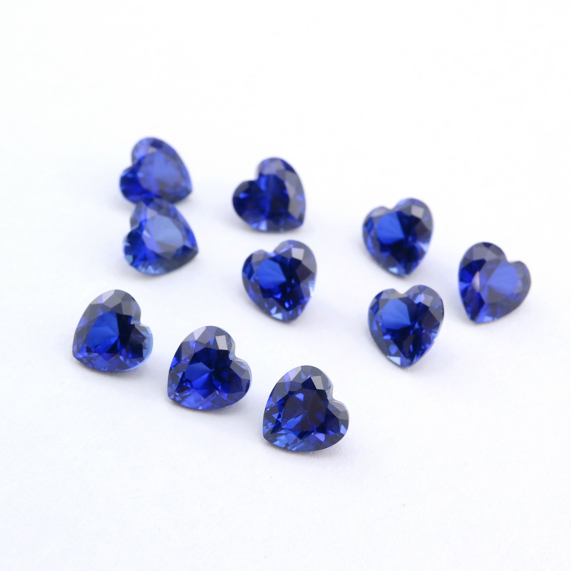 5Pcs Lab Created Heart Sapphire September Birthstone Blue Faceted Loose Gemstone DIY Jewelry Supplies 4130013 - Click Image to Close