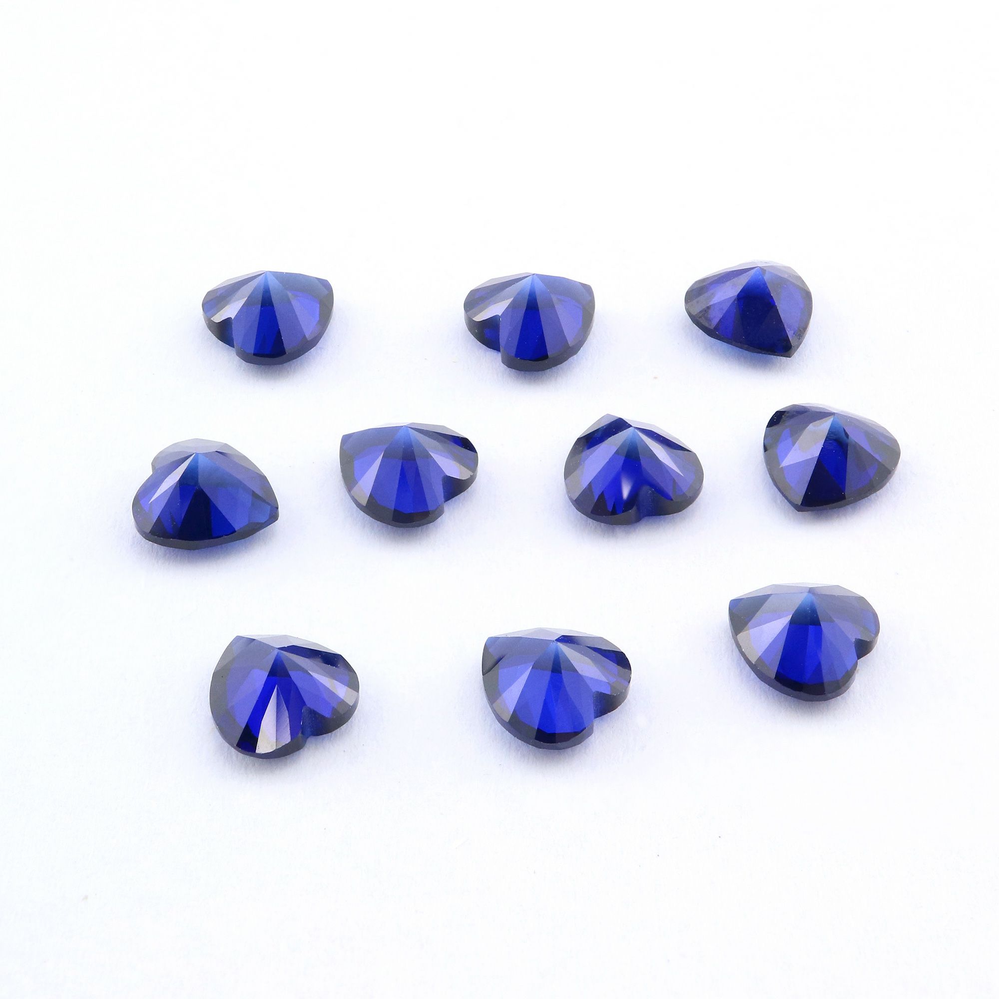 5Pcs Lab Created Heart Sapphire September Birthstone Blue Faceted Loose Gemstone DIY Jewelry Supplies 4130013 - Click Image to Close