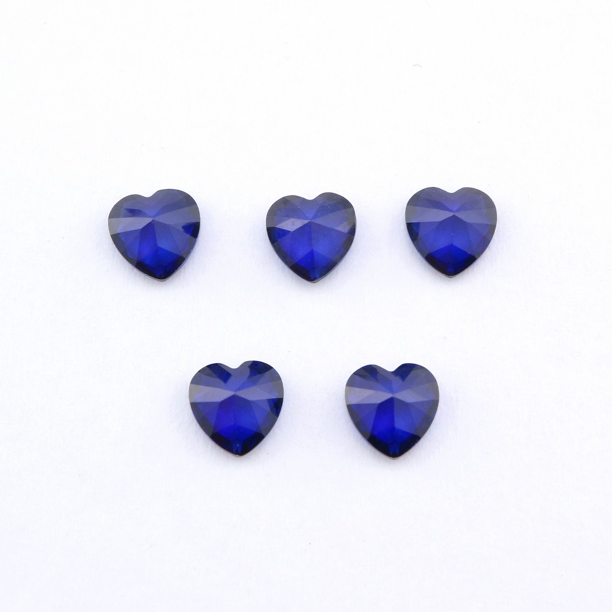 5Pcs Lab Created Heart Sapphire September Birthstone Blue Faceted Loose Gemstone DIY Jewelry Supplies 4130013 - Click Image to Close