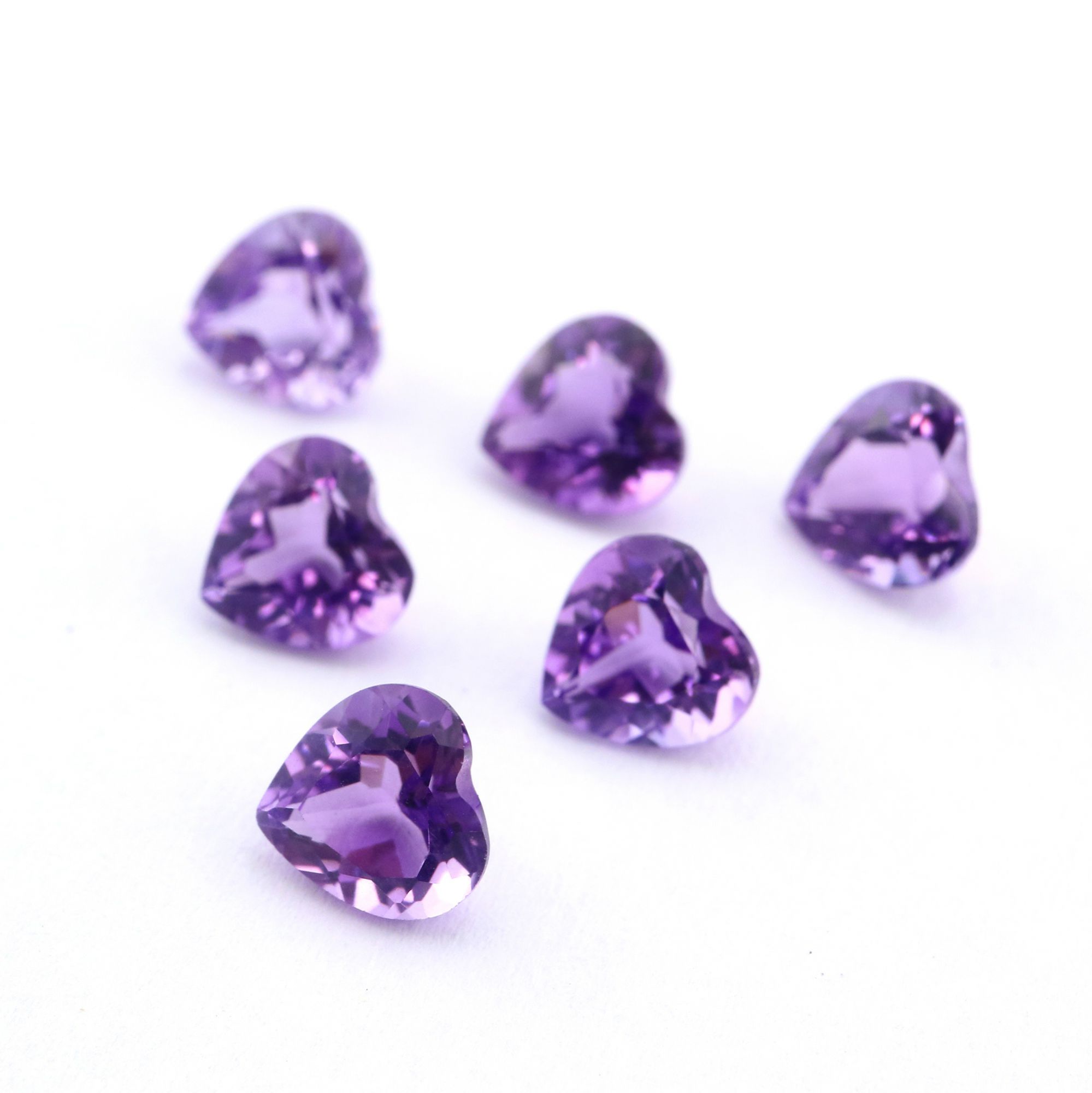 5Pcs Heart Purple Amethyst February Birthstone Faceted Cut Loose Gemstone Nature Semi Precious Stone DIY Jewelry Supplies 4130015 - Click Image to Close