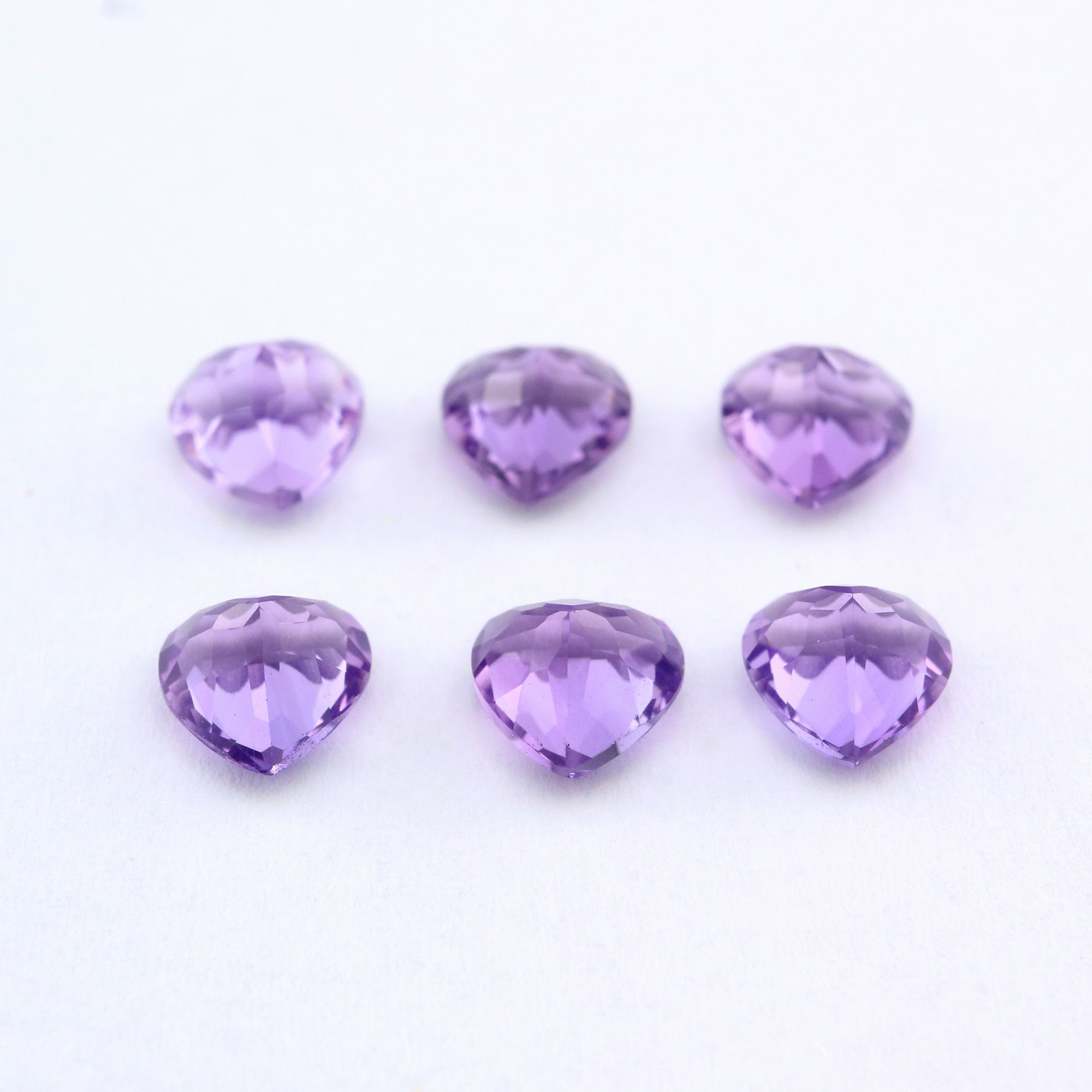 5Pcs Heart Purple Amethyst February Birthstone Faceted Cut Loose Gemstone Nature Semi Precious Stone DIY Jewelry Supplies 4130015 - Click Image to Close