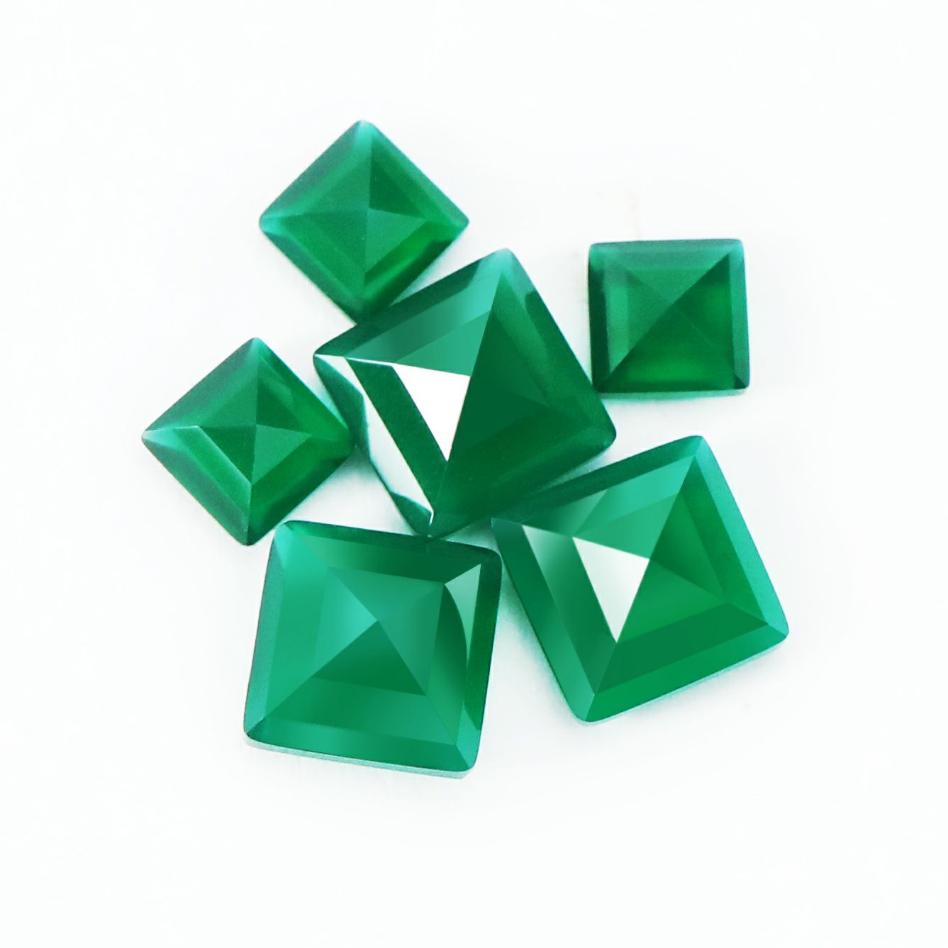 1Pcs Princess Cut Square Faceted Dyed Green Agate Semi-precious Gemstone for DIY Jewelry Supplies 4140027 - Click Image to Close