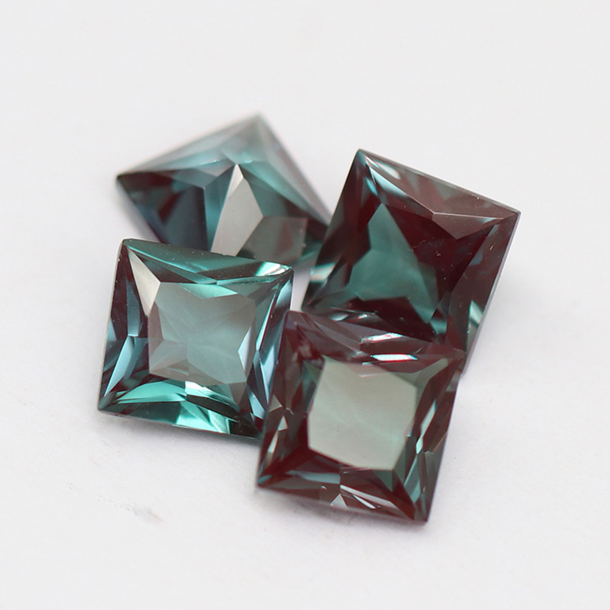 Lab Grown Alexandrite Faceted Gemstone,Princess Cut Square Color Change Stone,June Birthstone,DIY Loose Gemstone Supplies 4140029 - Click Image to Close