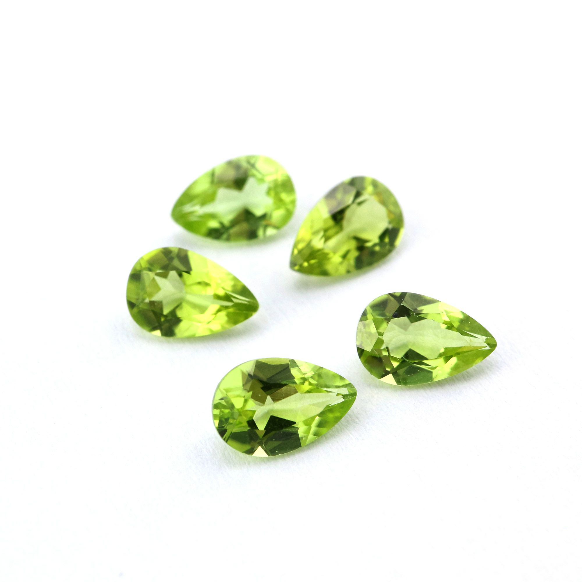 5Pcs Pear Green Peridot August Birthstone Faceted Cut Loose Gemstone Natural Semi Precious Stone DIY Jewelry Supplies 4150006 - Click Image to Close