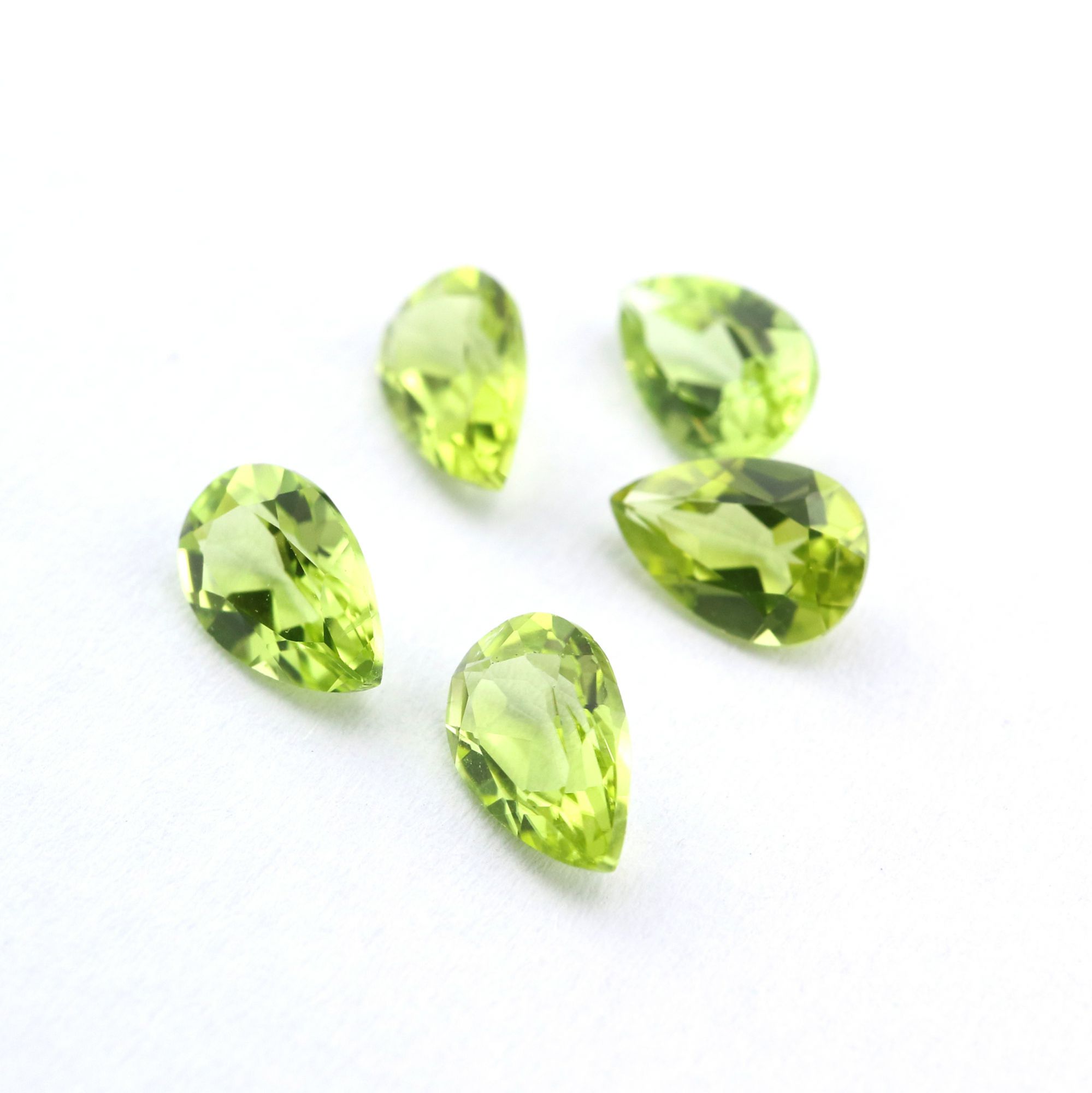 5Pcs Pear Green Peridot August Birthstone Faceted Cut Loose Gemstone Natural Semi Precious Stone DIY Jewelry Supplies 4150006 - Click Image to Close