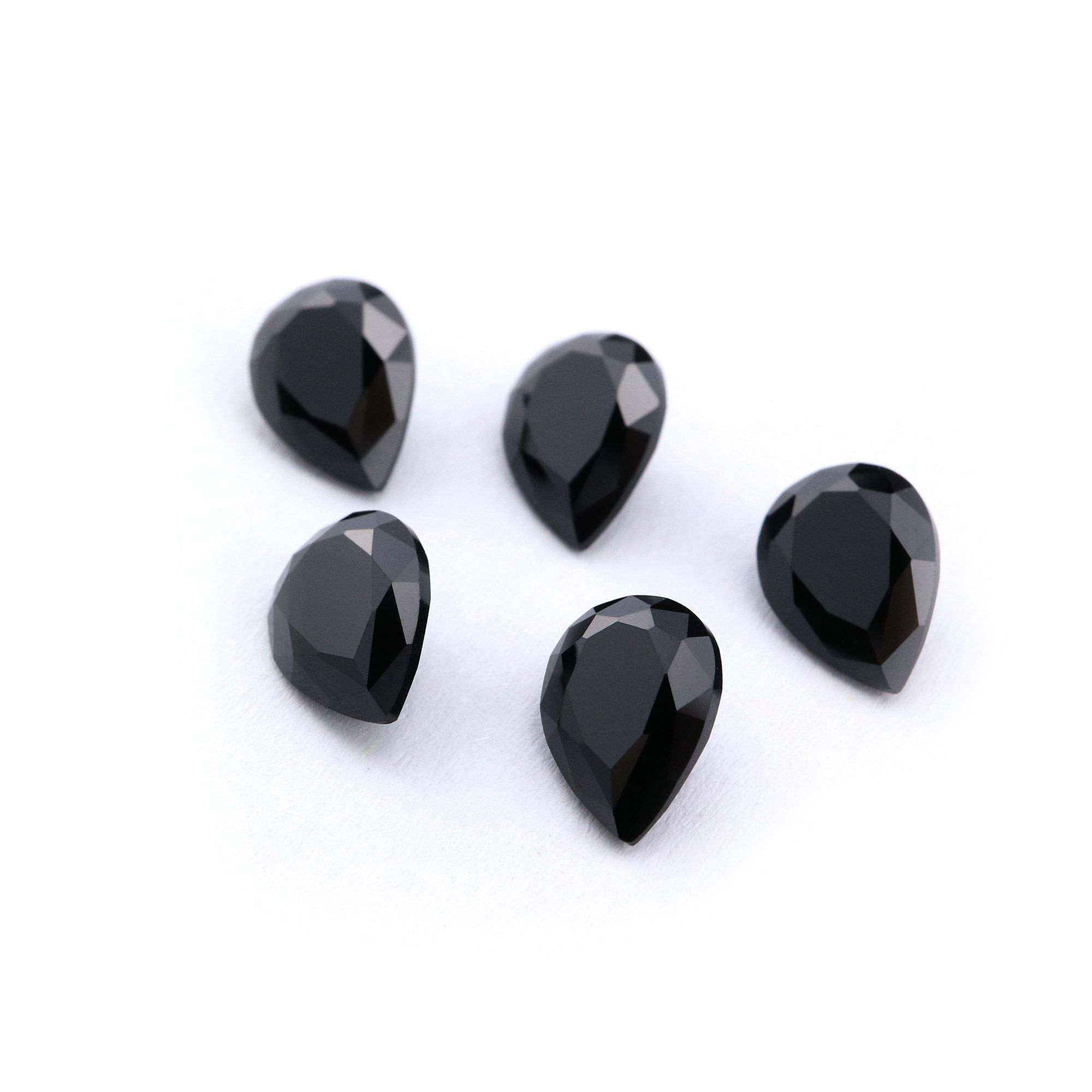 5Pcs Pear Black Spinel Faceted Cut Loose Gemstone Natural Semi Precious Stone DIY Jewelry Supplies 4150007 - Click Image to Close