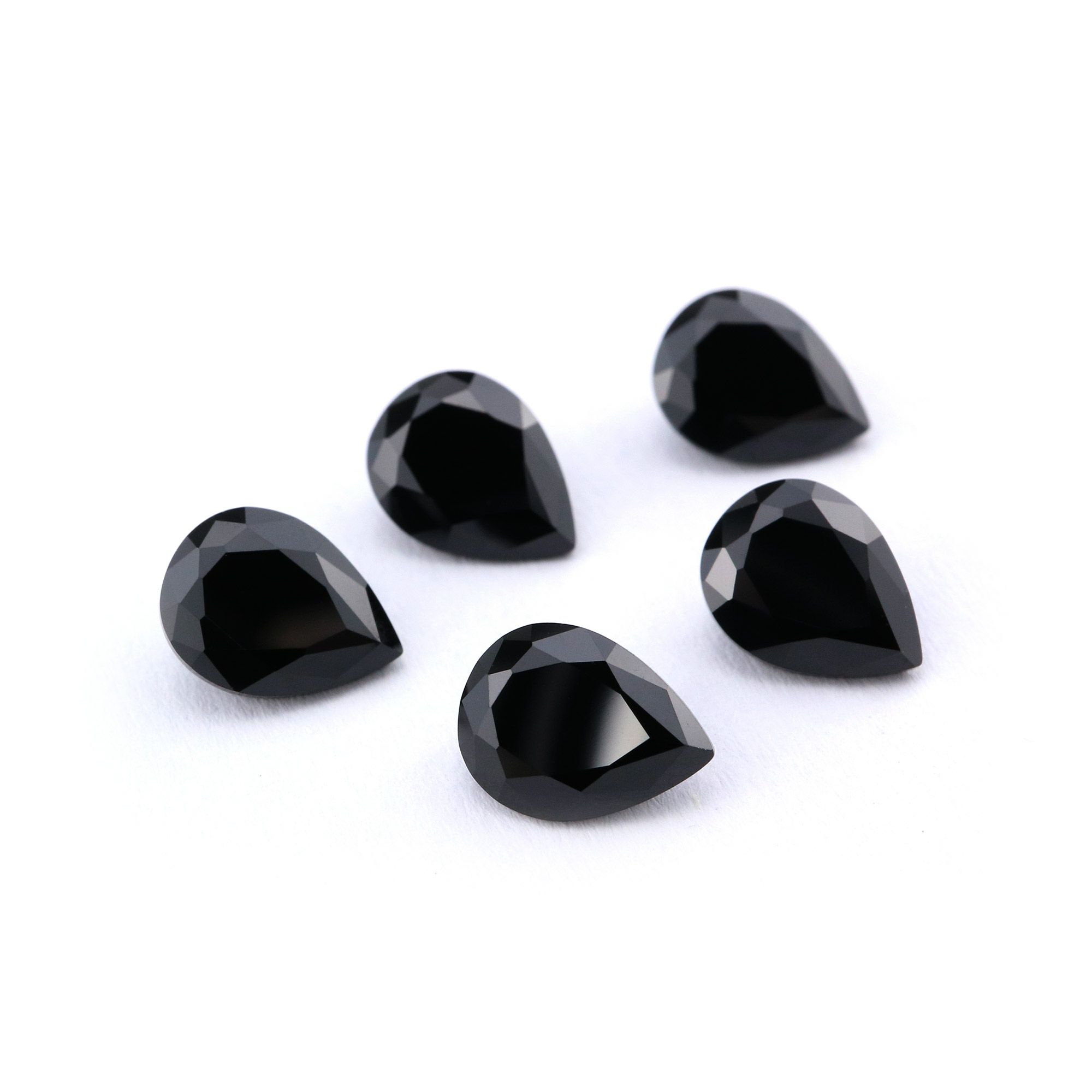 5Pcs Pear Black Spinel Faceted Cut Loose Gemstone Natural Semi Precious Stone DIY Jewelry Supplies 4150007 - Click Image to Close