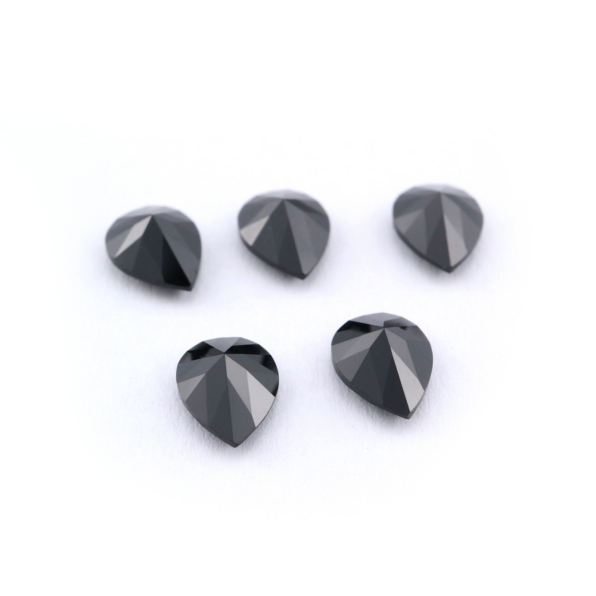 5Pcs Pear Black Spinel Faceted Cut Loose Gemstone Natural Semi Precious Stone DIY Jewelry Supplies 4150007 - Click Image to Close