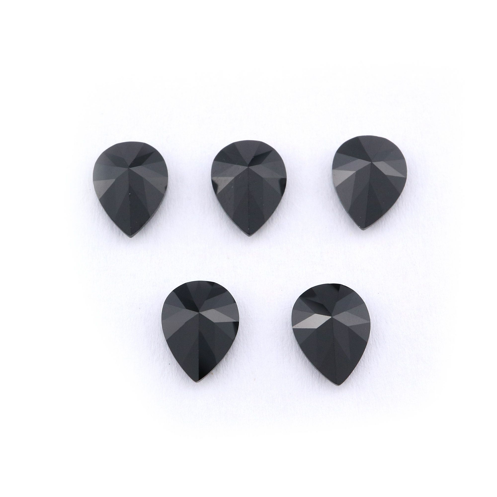 5Pcs Pear Black Spinel Faceted Cut Loose Gemstone Natural Semi Precious Stone DIY Jewelry Supplies 4150007 - Click Image to Close