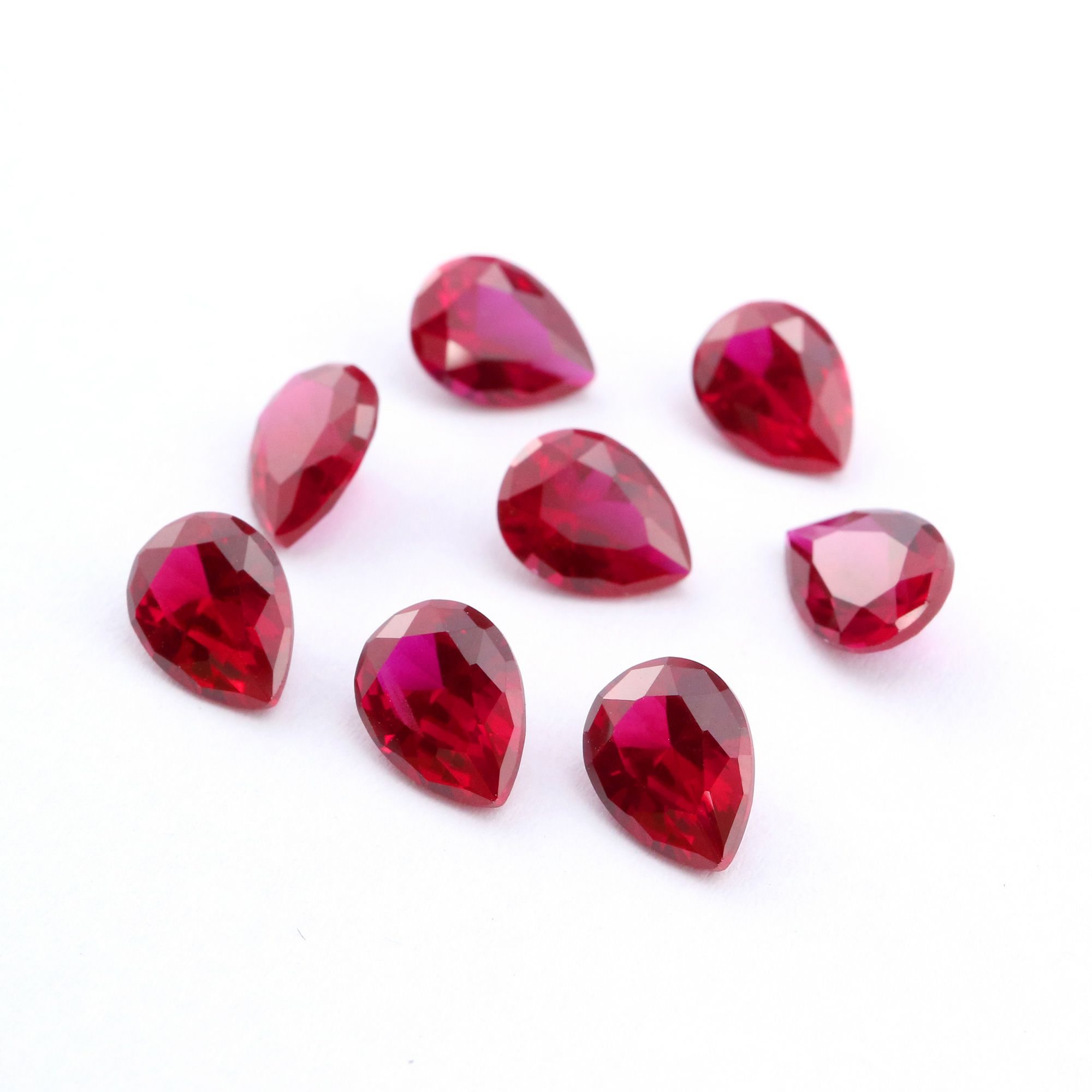 5Pcs Lab Created Pear Ruby July Birthstone Red Faceted Loose Gemstone DIY Jewelry Supplies 4150008 - Click Image to Close