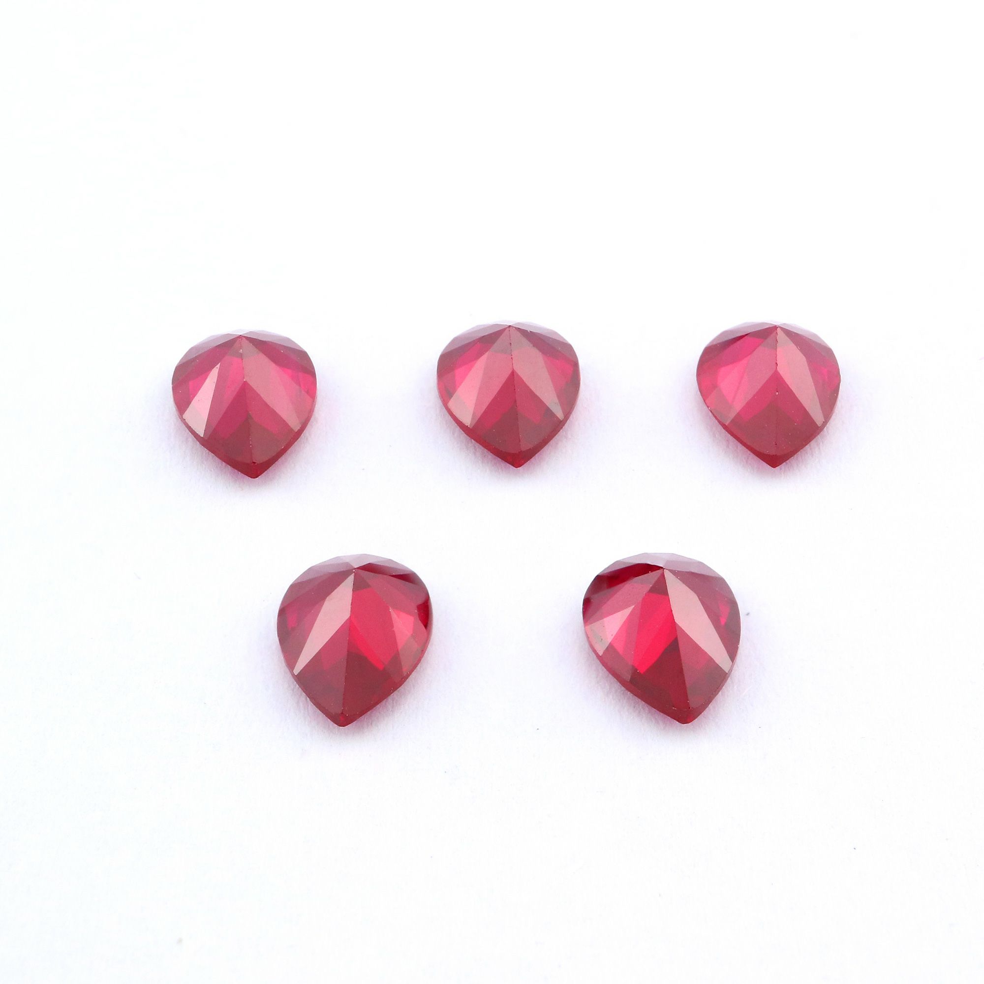 5Pcs Lab Created Pear Ruby July Birthstone Red Faceted Loose Gemstone DIY Jewelry Supplies 4150008 - Click Image to Close