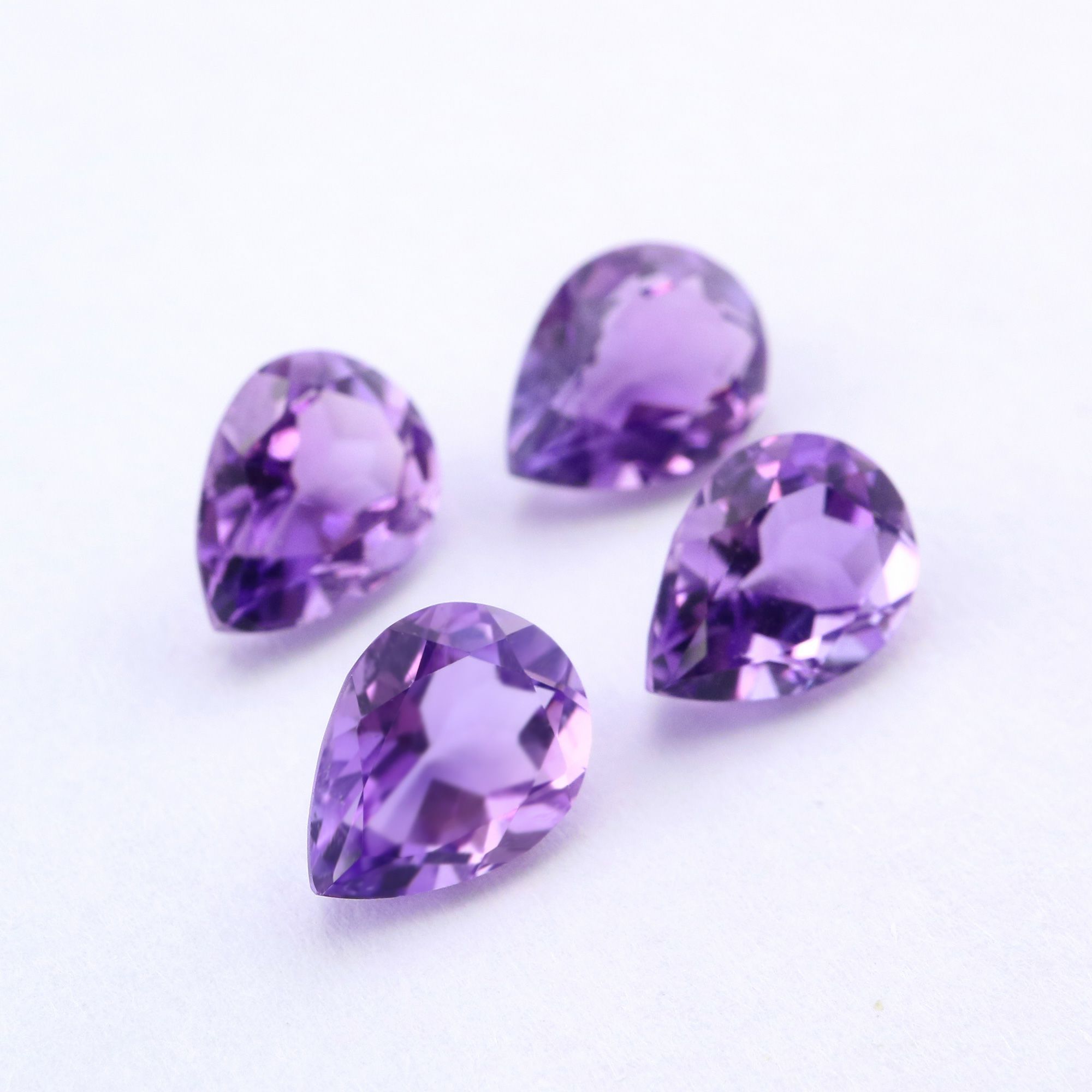 5Pcs Natural Purple Amethyst February Birthstone Pear Faceted Loose Gemstone Nature Semi Precious Stone DIY Jewelry Supplies 4150011 - Click Image to Close