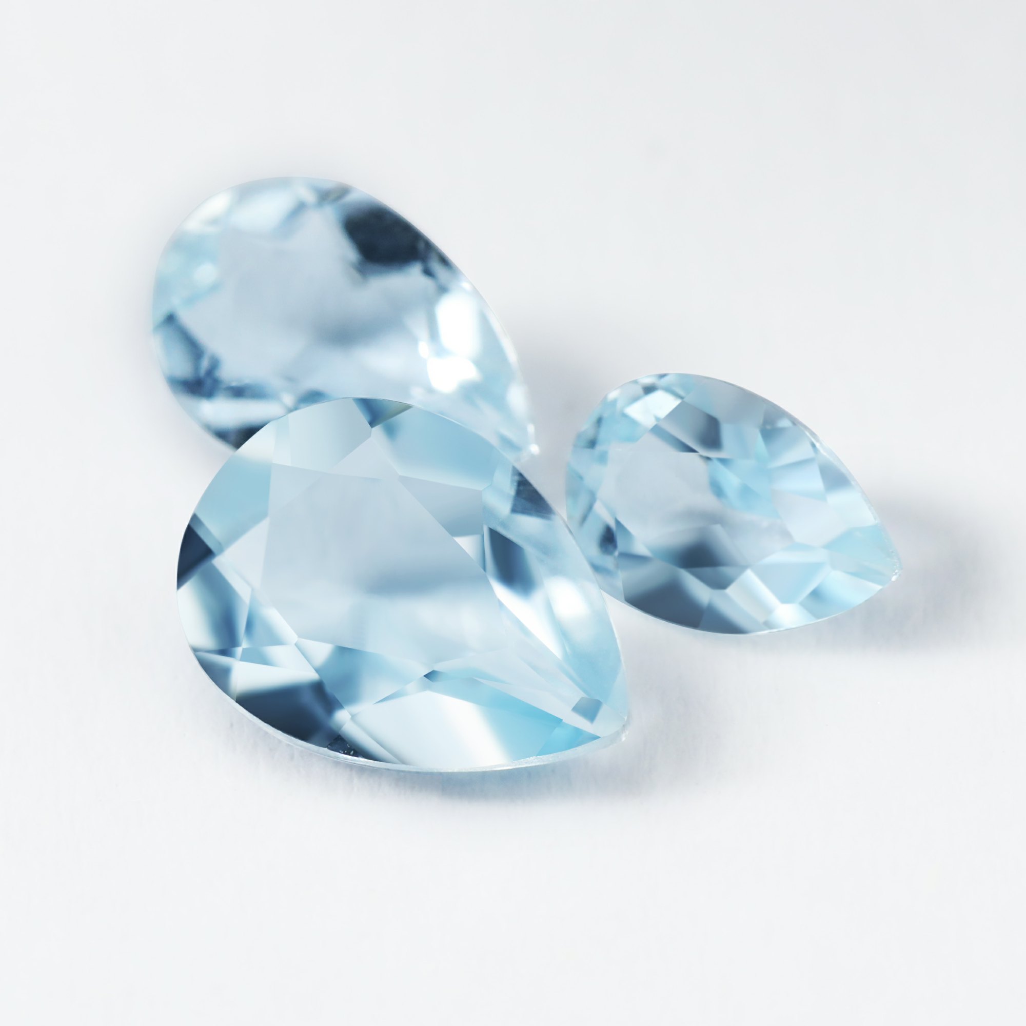 Pear Faceted Blue Nature Aquamarine Gemstone March Birthstone DIY