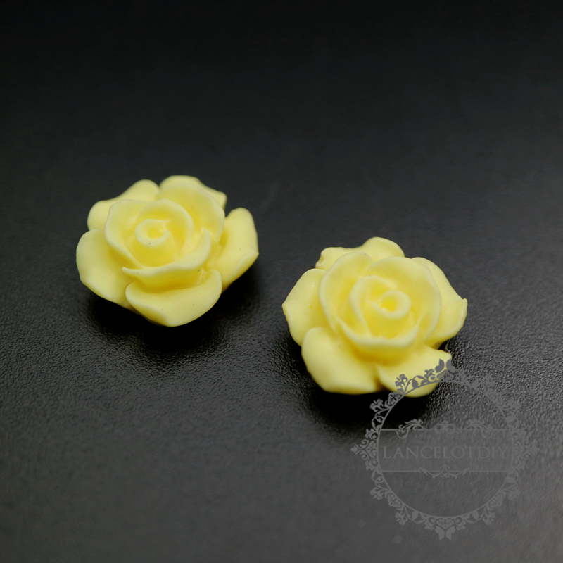10pcs 12mm creamy color rose resin cabochon for pendant charm 4160013 - Click Image to Close