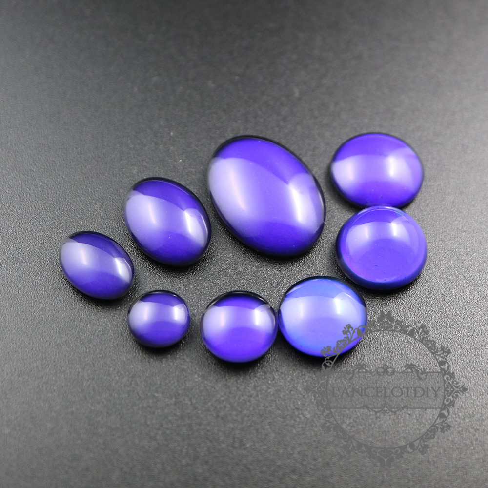 12pcs 10-16mm round,oval shape color change mood cabochon for DIY mood rings,charms supplies fingdings 4160014 - Click Image to Close